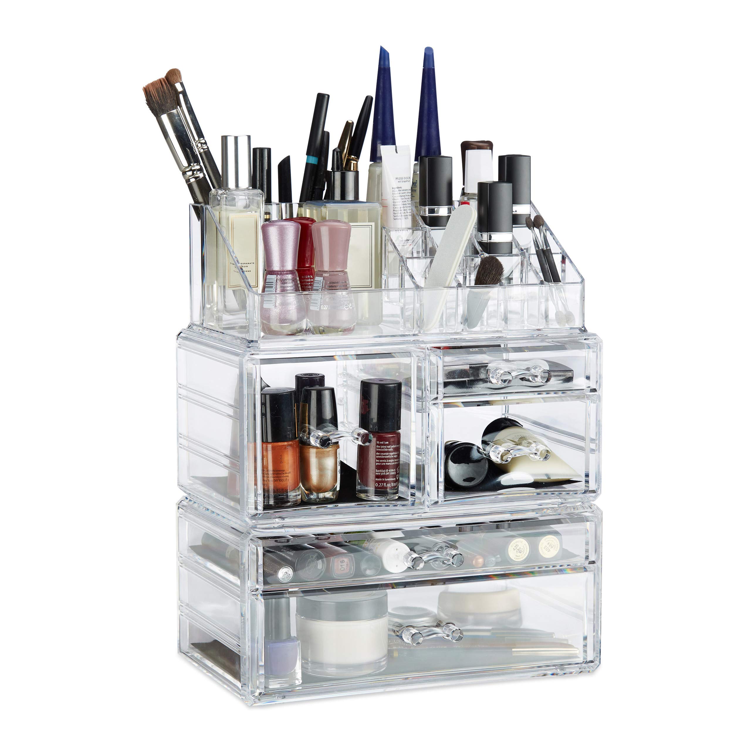 relaxdays-make-up-organizer-acryl-21-f-cher-kosmetik-organizer-mehrfarbig image 1