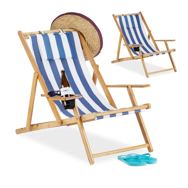 relaxdays-liegestuhl-2er-set-bambus-blau-strandliegestuhl-klappbar-mit-getr-nkeh image 1