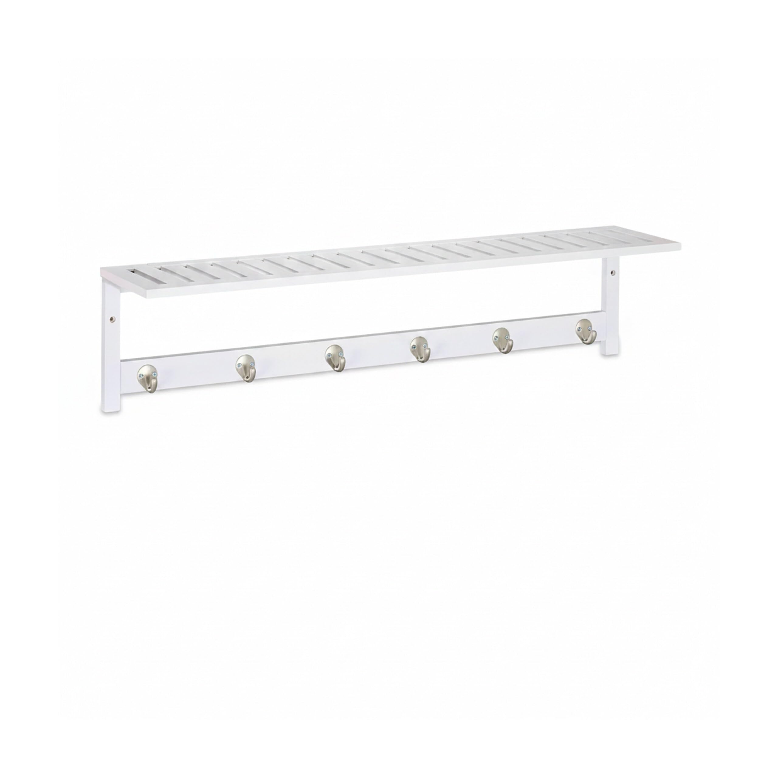 relaxdays-wandgarderobe-mit-ablage-und-6-haken-bambus-wei-18-x-75-x-16-cm image 5