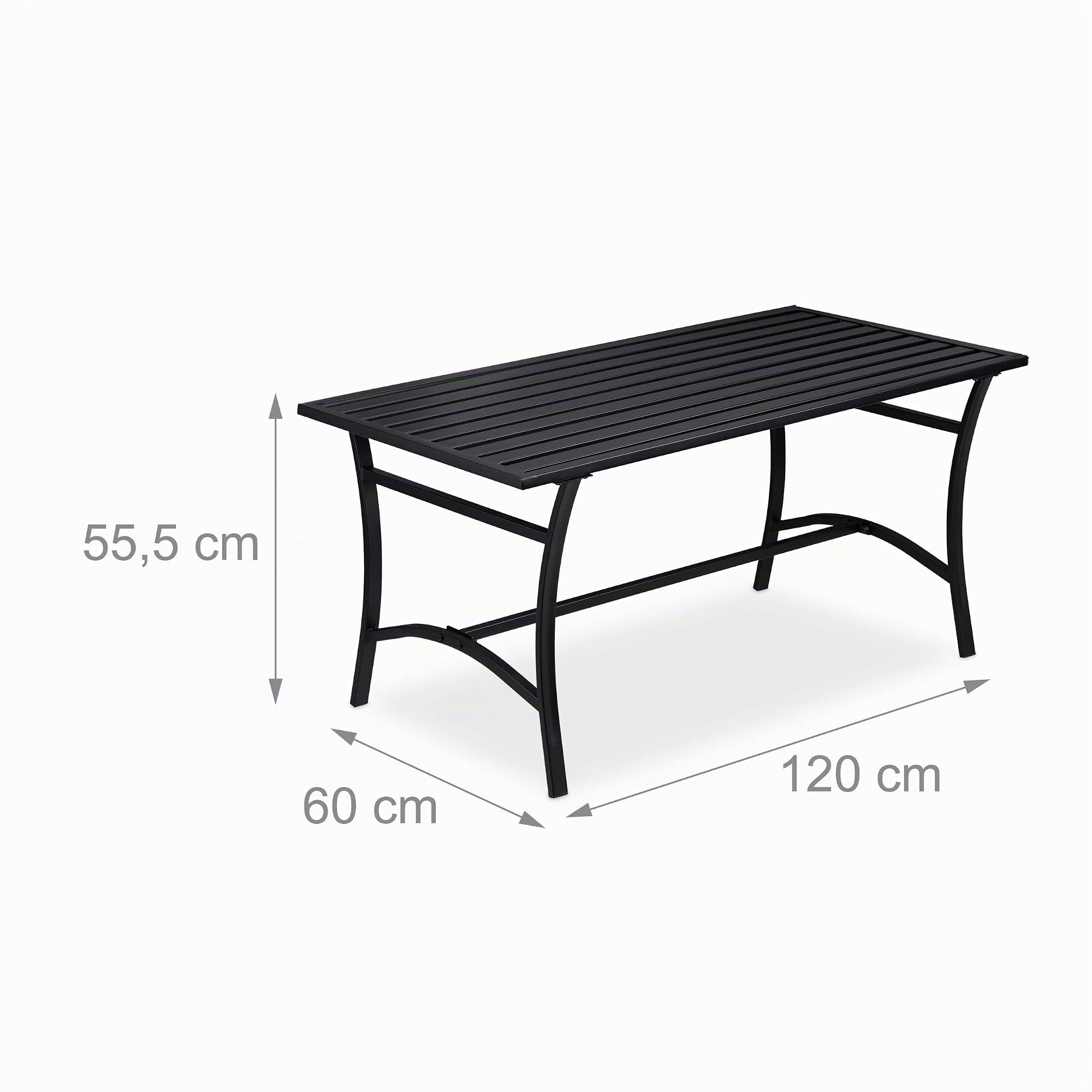 relaxdays-gartentisch-rechteckig-metall-120x60x55-5-cm-schwarz-mit-gitterstreben image 3