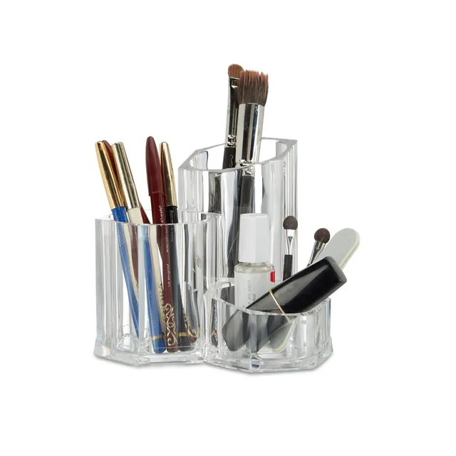 relaxdays-pinselhalter-3-teilig-acryl-transparent-kosmetik-organizer image 1