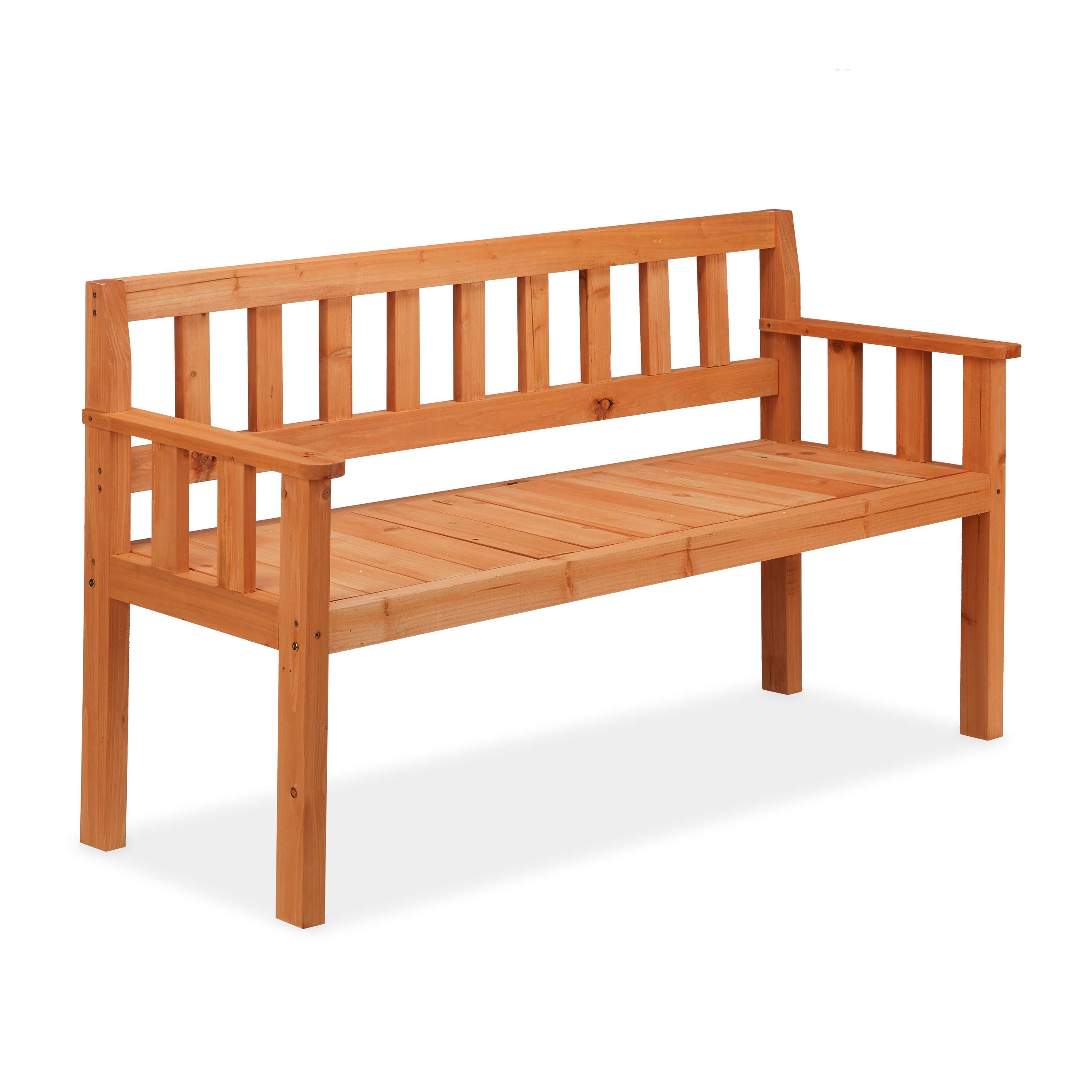 relaxdays-gartenbank-3-sitzer-tannenholz-orange-143-5-cm image 1