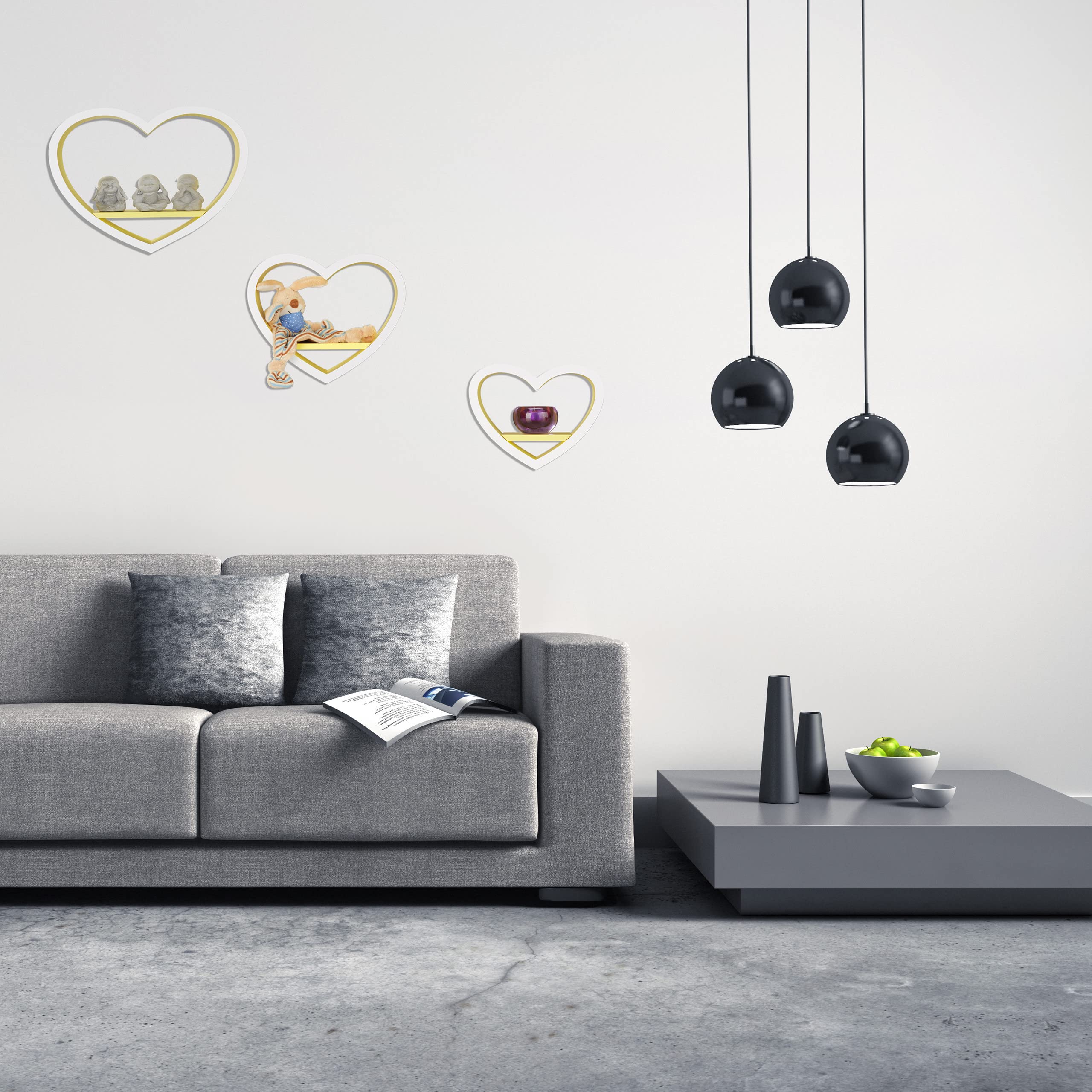 relaxdays-wandregal-herz-3er-set-wei-gelb-mdf-bis-6-kg image 2