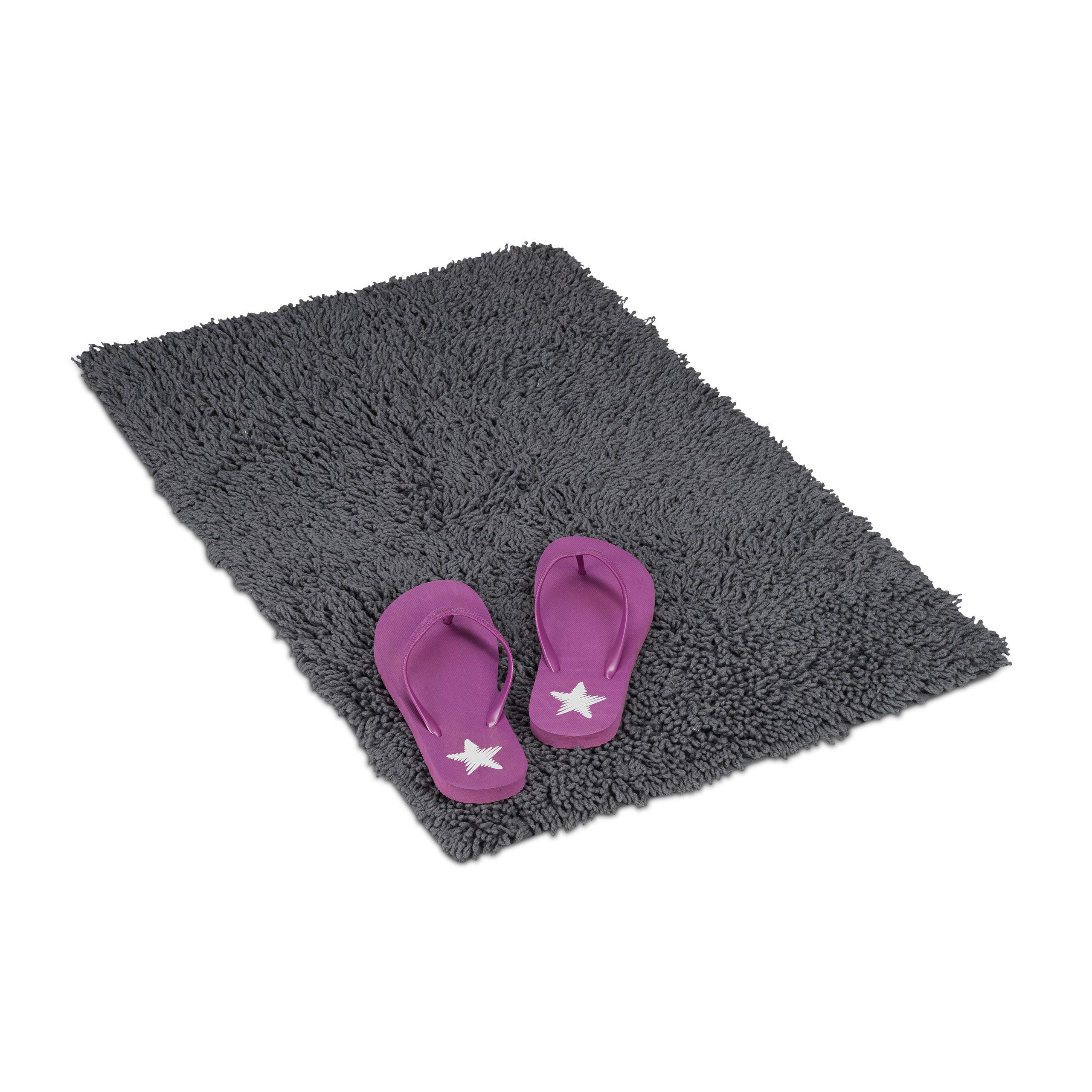 relaxdays-badematte-baumwolle-50x80-cm-grau-rutschfest-waschbar image 1