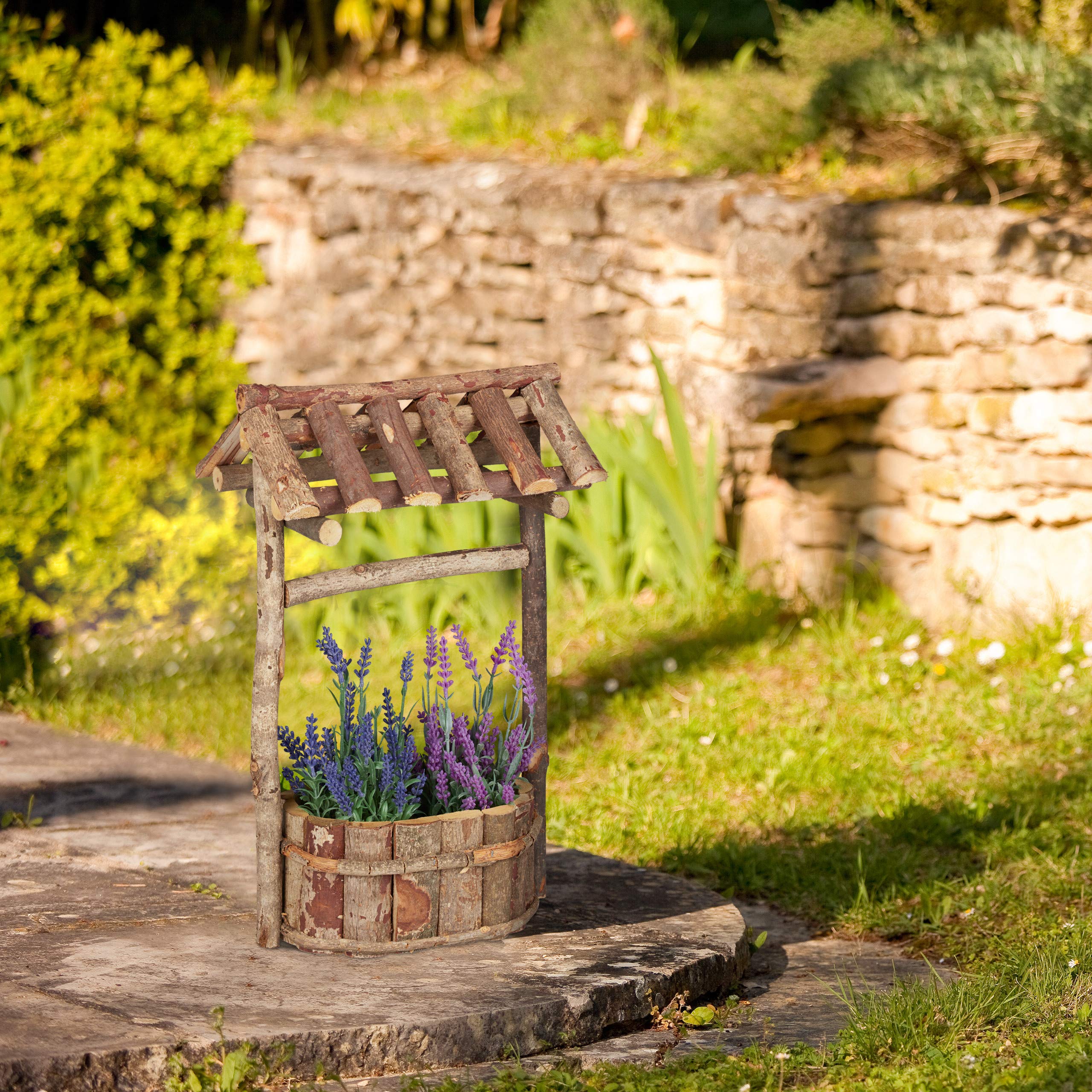 relaxdays-holzbrunnen-garten-zierbrunnen-mit-rinde-43-x-25-x-18-cm image 2