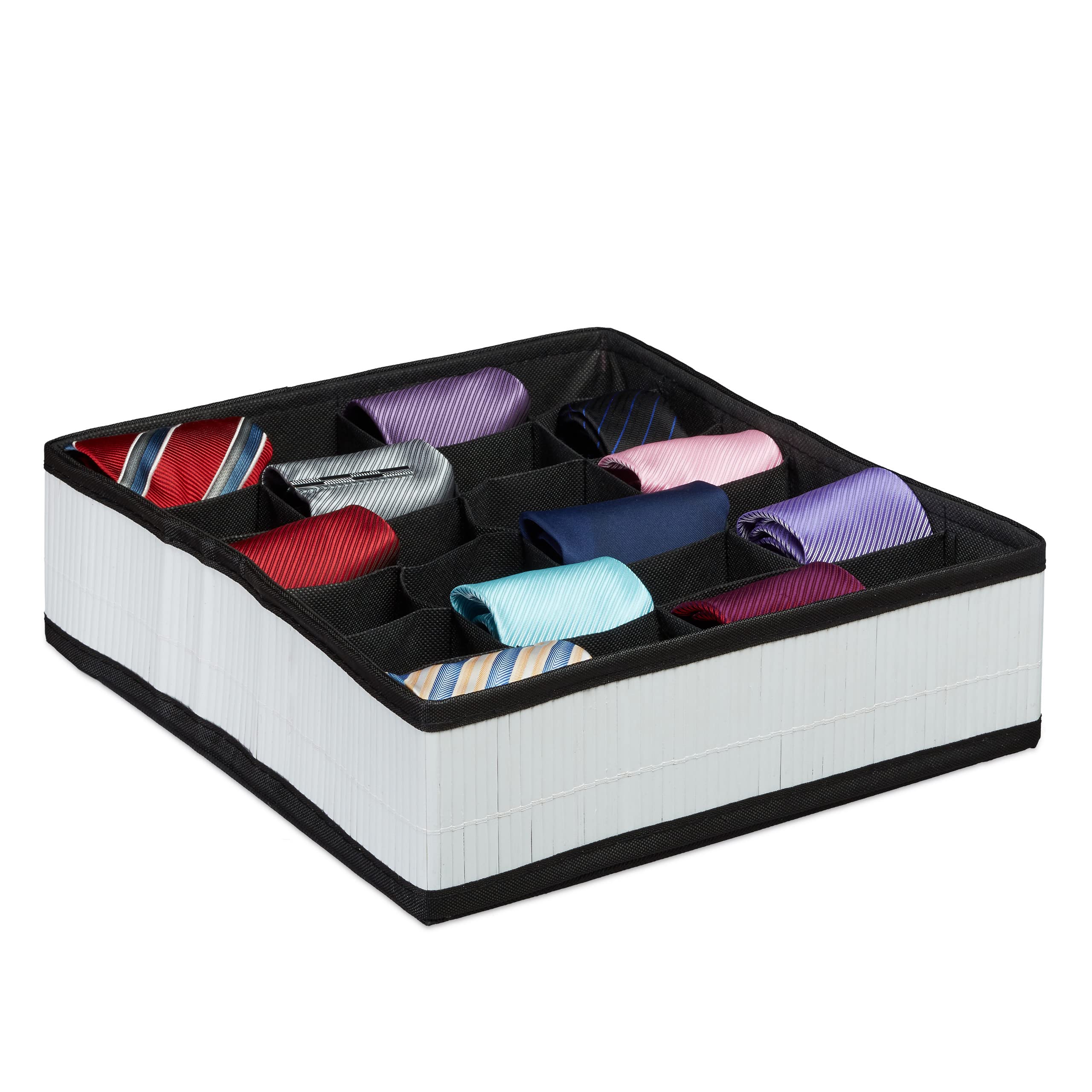 relaxdays-schubladenorganizer-bambus-look-krawattenbox-24-f-cher-natur image 8