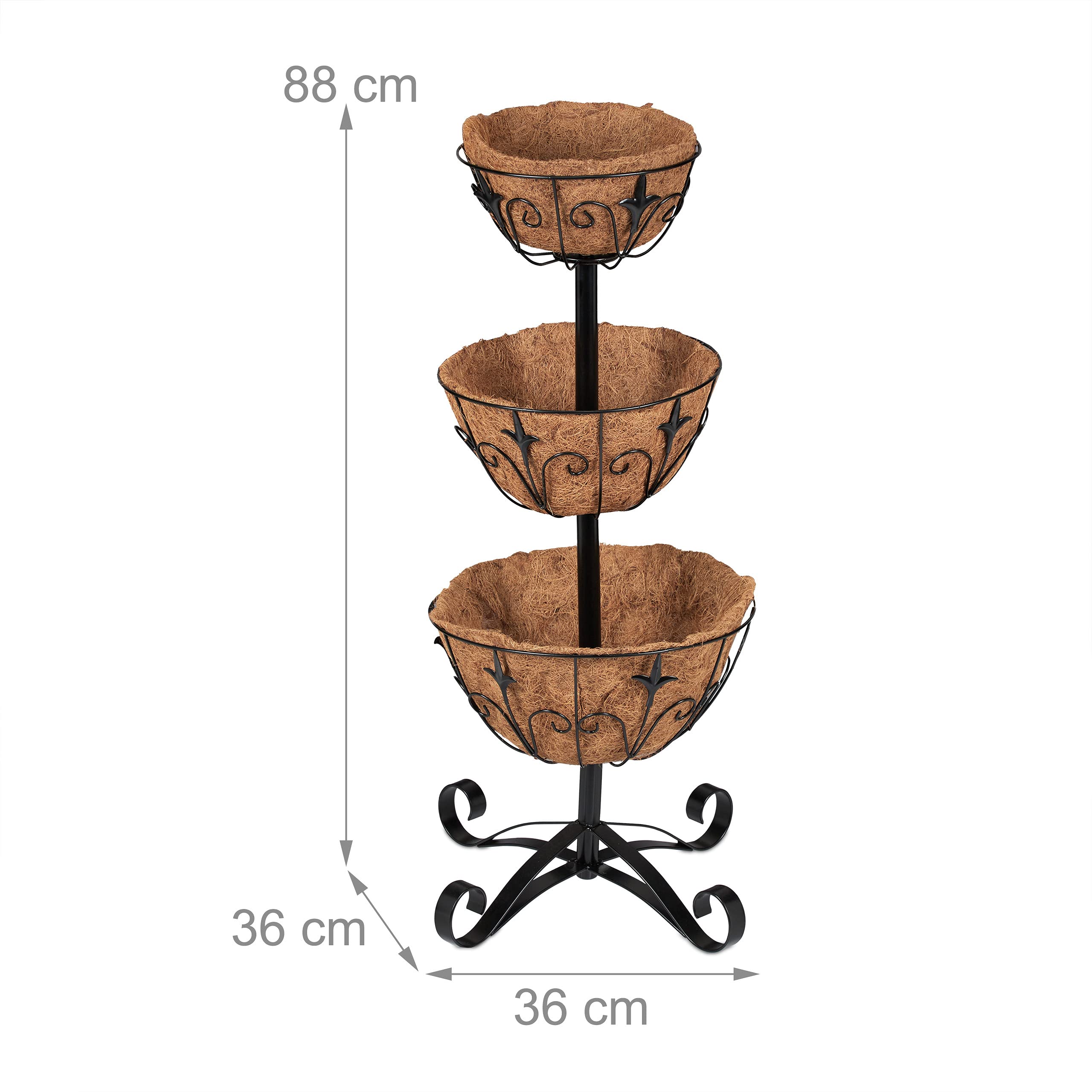 relaxdays-blumenst-nder-3-etagen-stahl-mit-kokos-schalen-schwarz-natur image 4