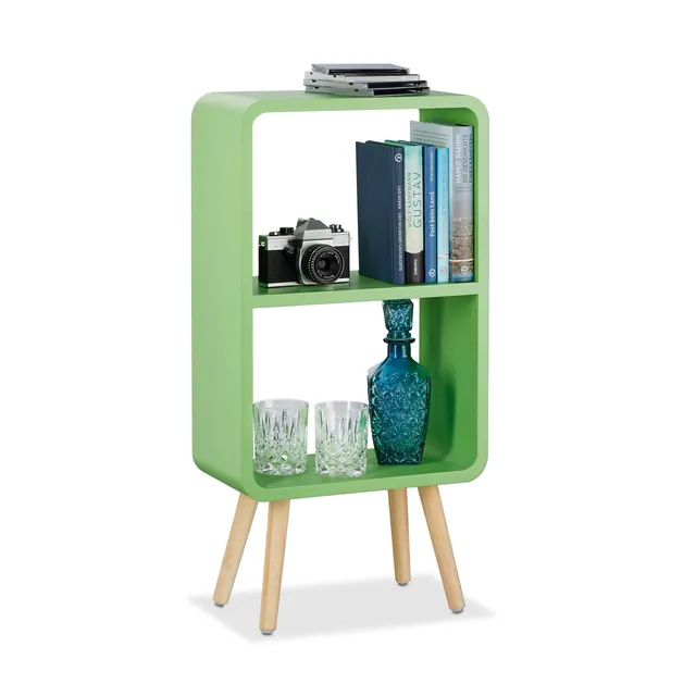 relaxdays-standregal-2-f-cher-schmal-mdf-78x40x20-cm-gr-n-mit-holzbeinen image 1
