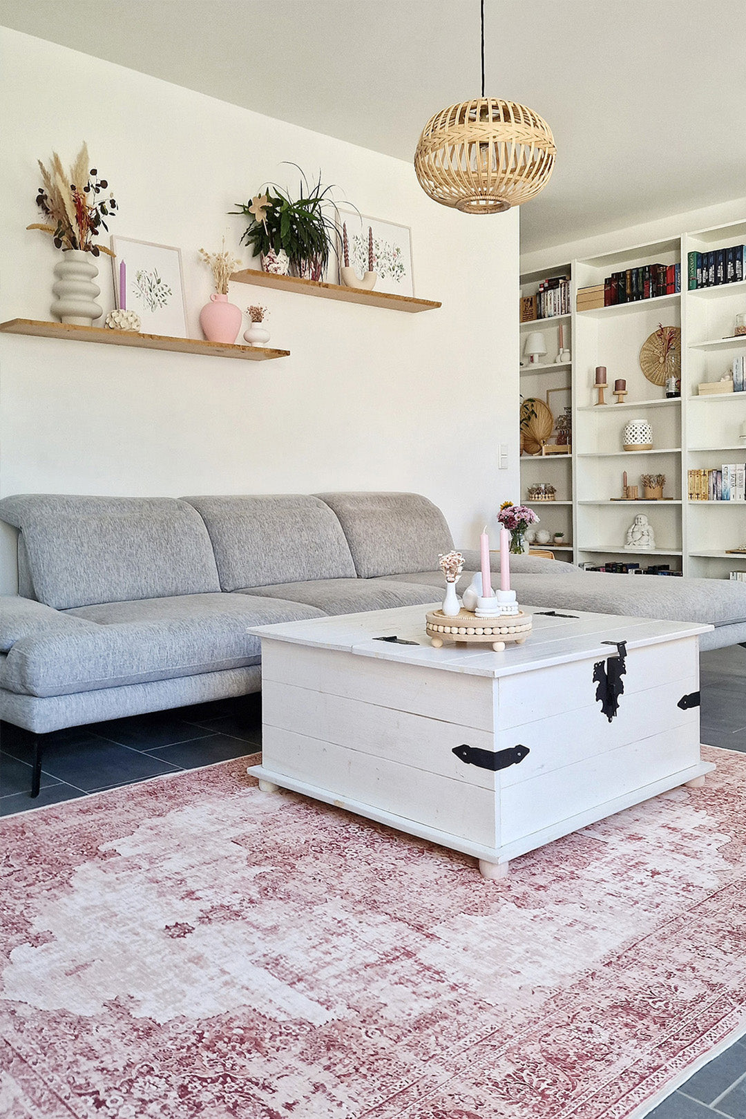 teppana-helia-granat-teppich-waschbarer-boho-perser-creme image 5
