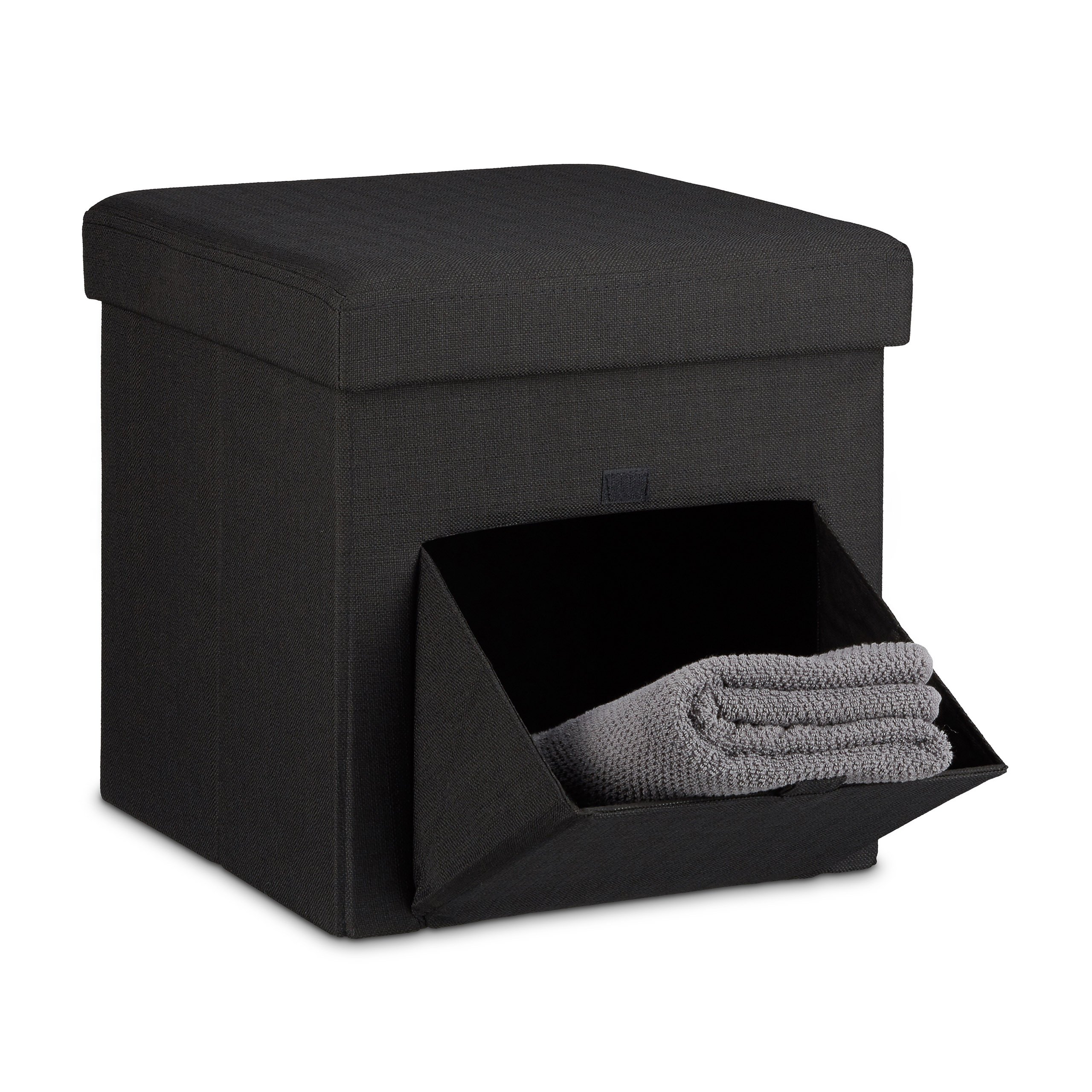 relaxdays-sitzhocker-faltbar-sitzbox-schwarz-38x38x38-cm image 1