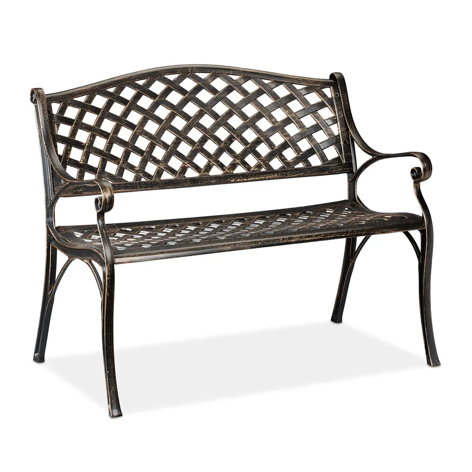 relaxdays-gartenbank-2-sitzer-aluminium-82x102x60-cm-schwarz-bronze-antik image 1