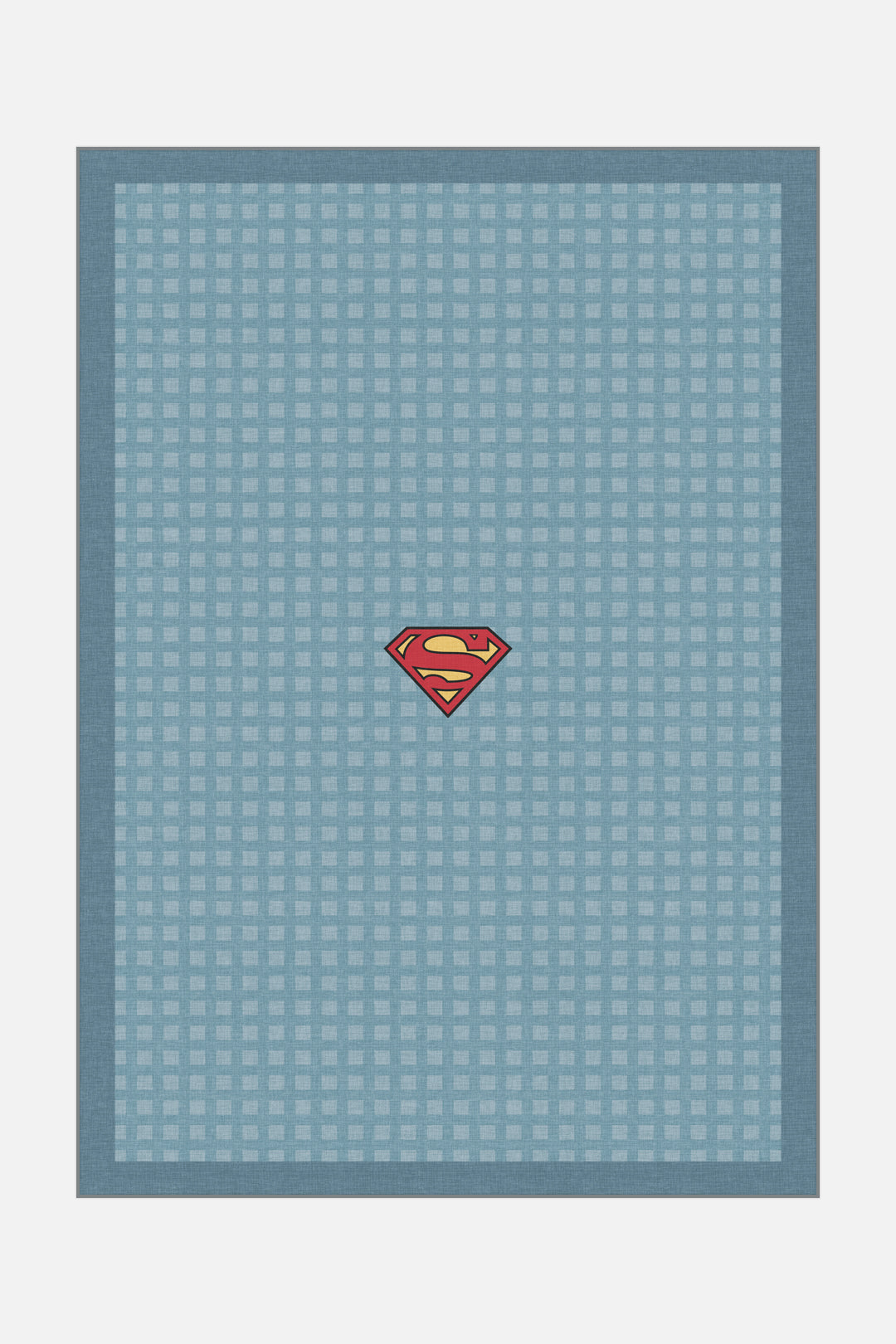 teppana-superman-gitter-blau-teppich-waschbarer-kinder-teppich-blau image 1