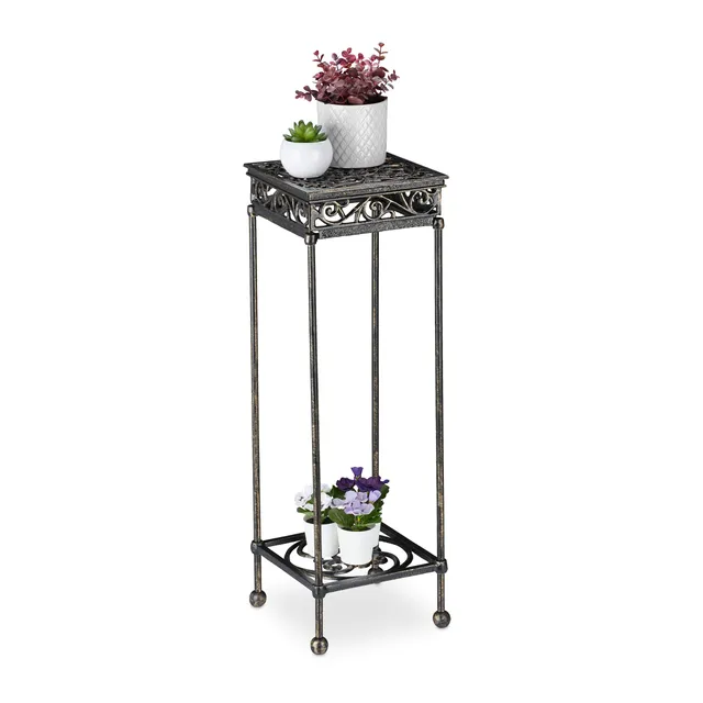 relaxdays-blumenhocker-gusseisen-eckig-73x24x24-cm-bronze image 1