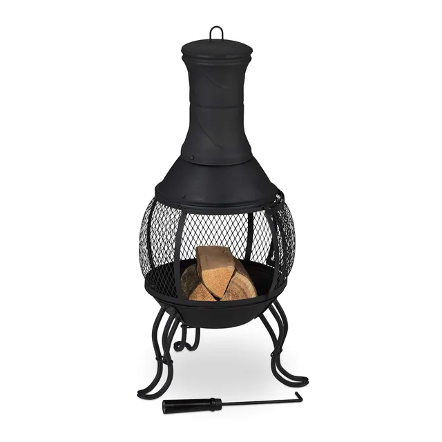 relaxdays-terrassenofen-aztekenofen-hxd-88x38-cm-mit-funkenschutz-schwarz image 1