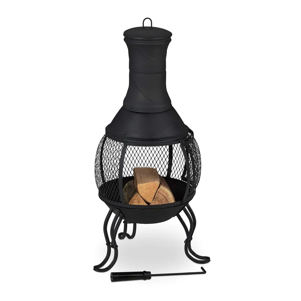 relaxdays-terrassenofen-aztekenofen-hxd-88x38-cm-mit-funkenschutz-schwarz image 1
