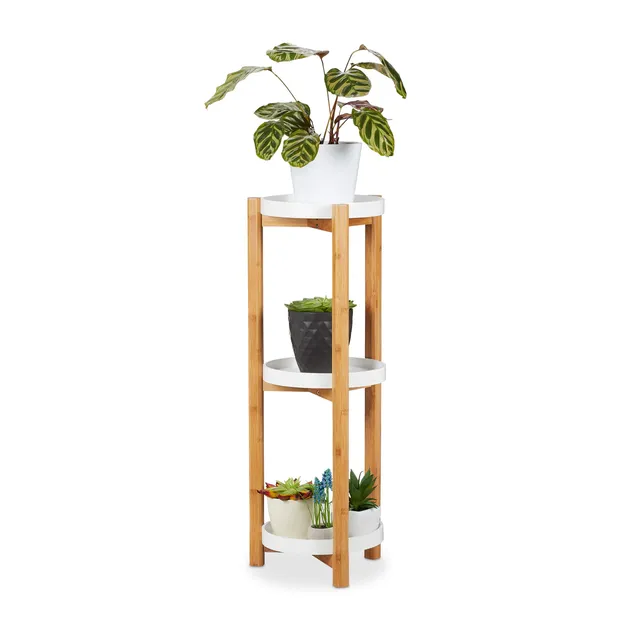 relaxdays-blumenregal-3-etagen-rund-bambus-mdf-79-x-30-cm-natur-wei image 1