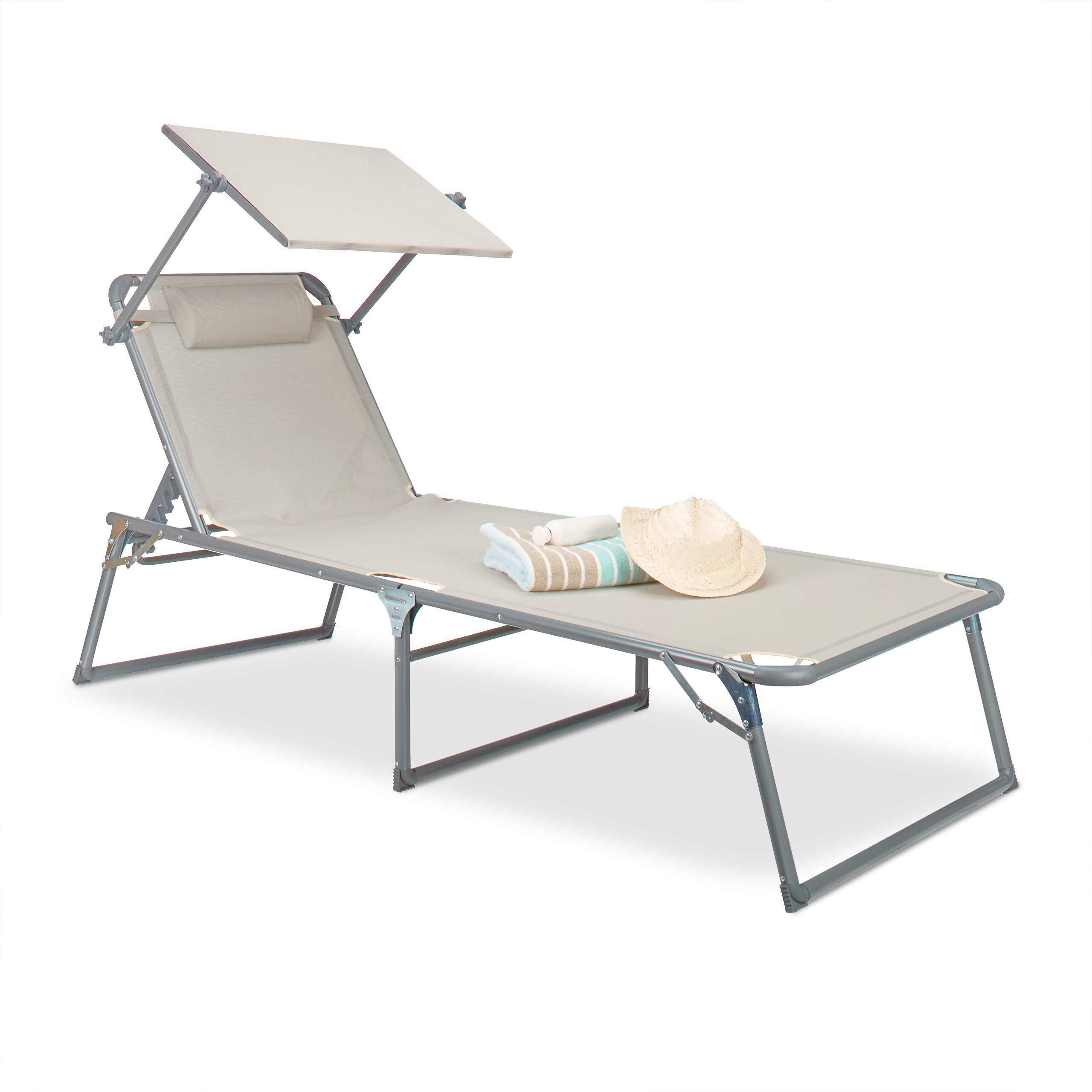 relaxdays-gartenliege-klappbar-mit-dach-37x70x200-cm-beige-textilene image 1