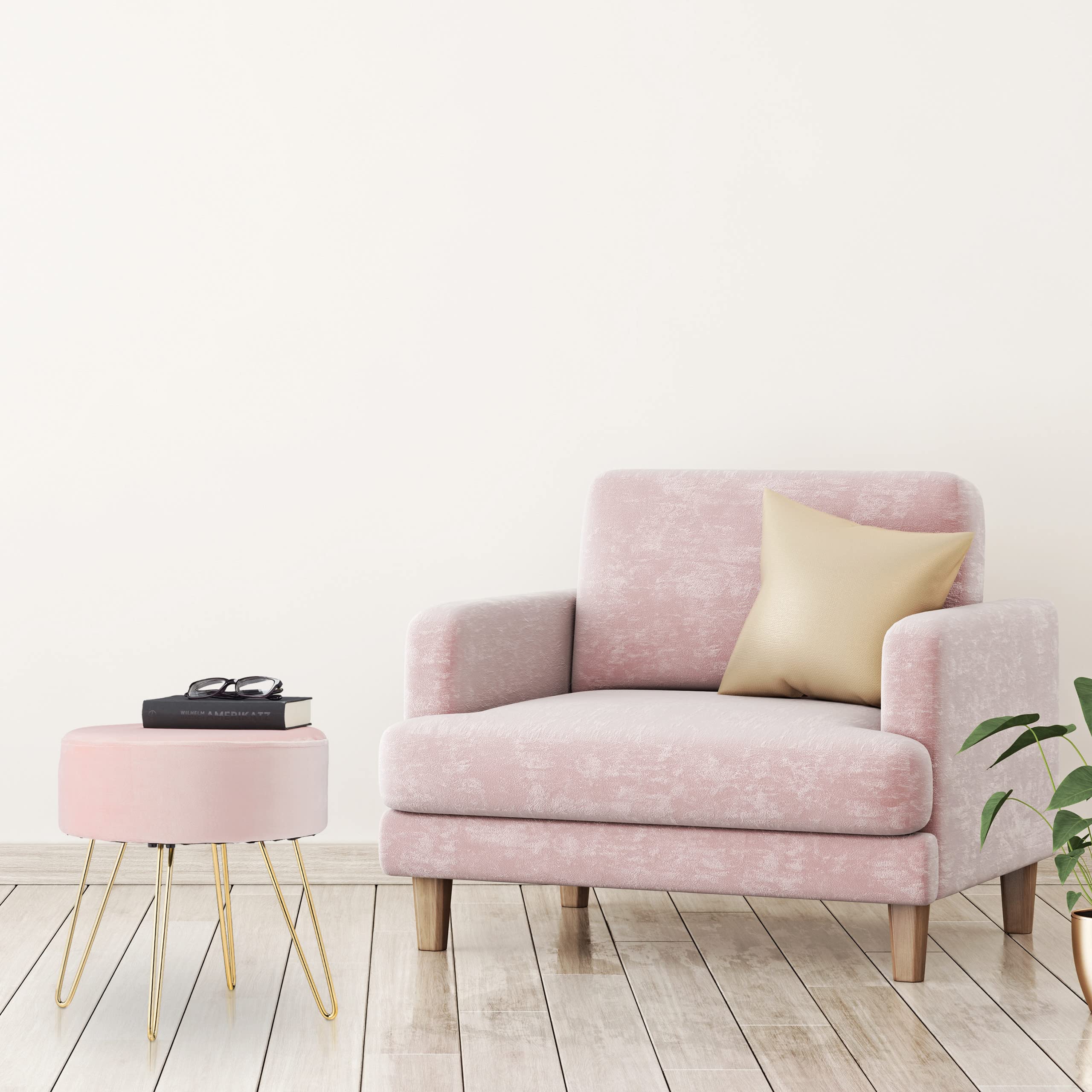 relaxdays-samthocker-rund-polsterhocker-40x40-cm-rosa-mit-goldenen-beinen image 4