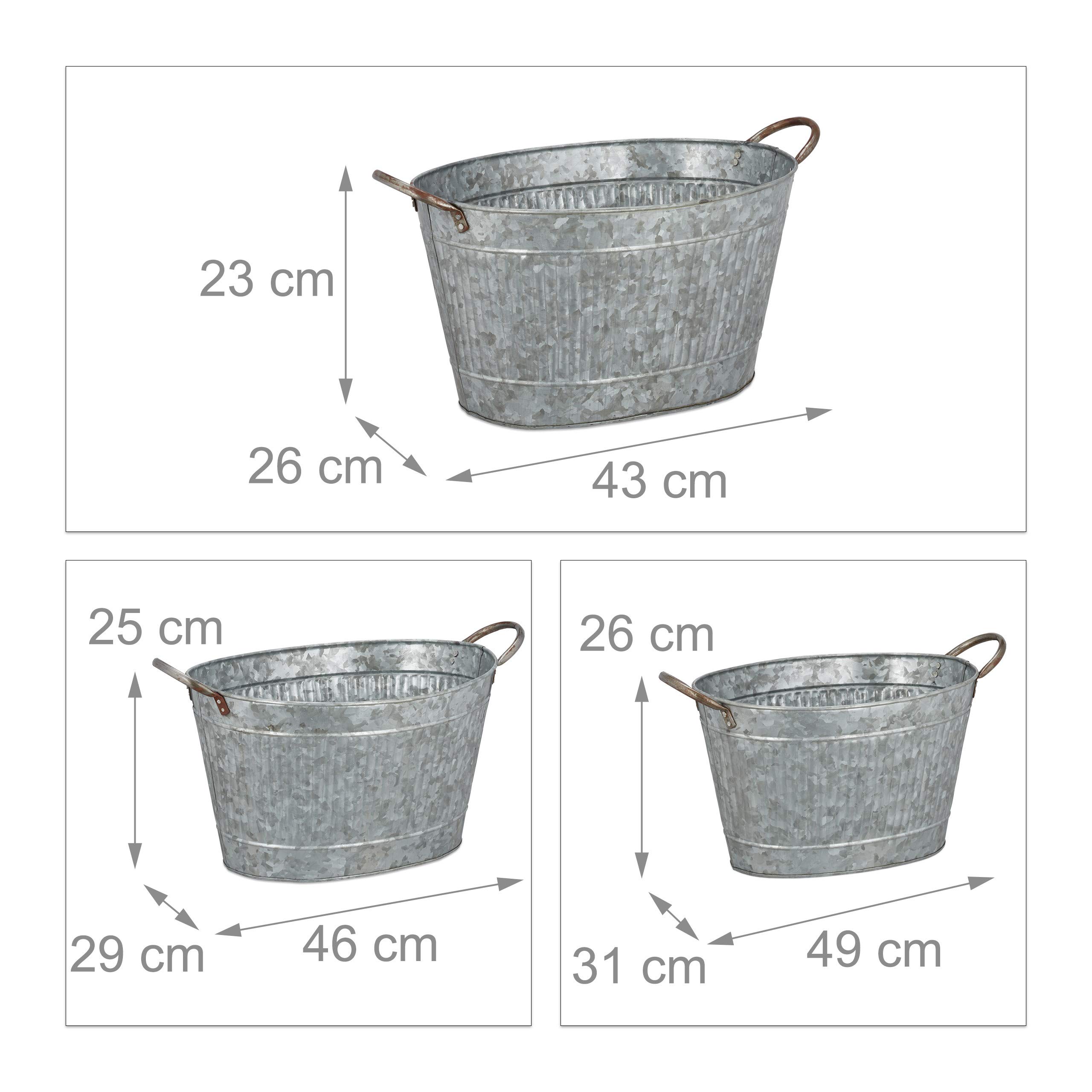 relaxdays-metallwanne-3er-set-oval-zink-optik-12-18-22-liter image 4