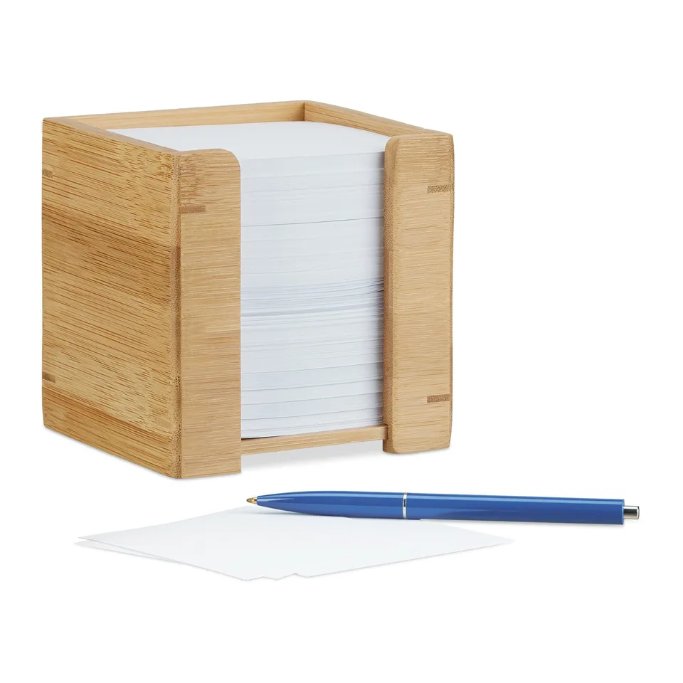 relaxdays-zettelbox-bambus-natur-notizzettelbox-inkl-900-blatt image 1