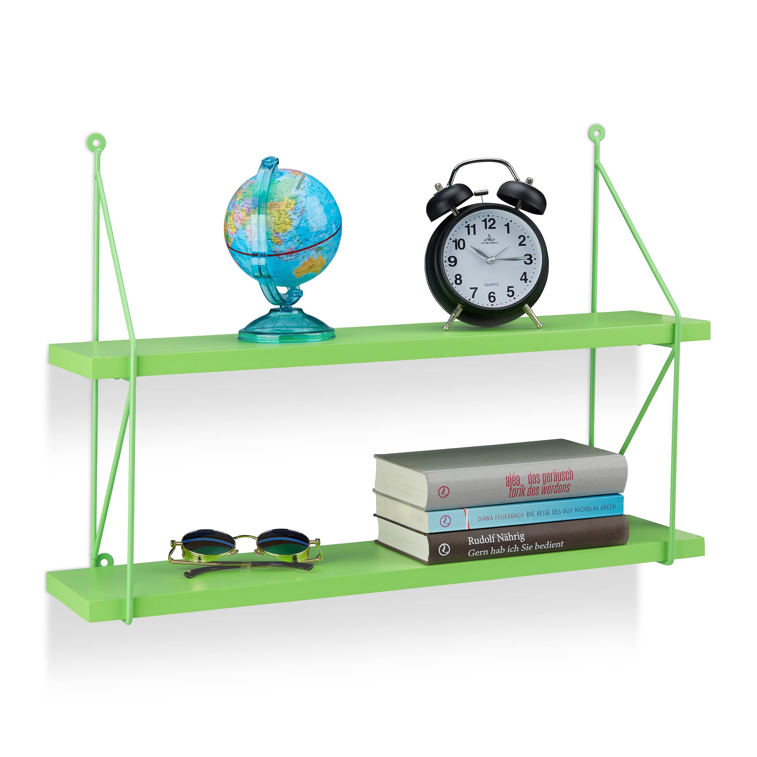 relaxdays-h-ngeregal-wand-2-ebenen-42-x-60-x-16-cm-gr-n image 1