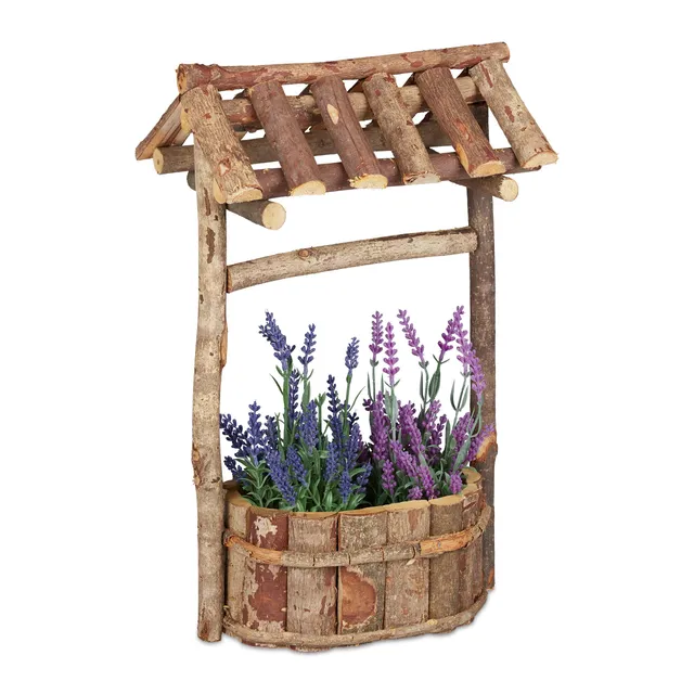 relaxdays-holzbrunnen-garten-zierbrunnen-mit-rinde-43-x-25-x-18-cm image 1