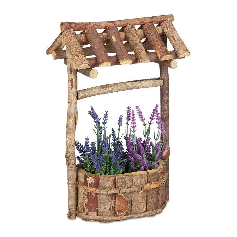 relaxdays-holzbrunnen-garten-zierbrunnen-mit-rinde-43-x-25-x-18-cm image 1