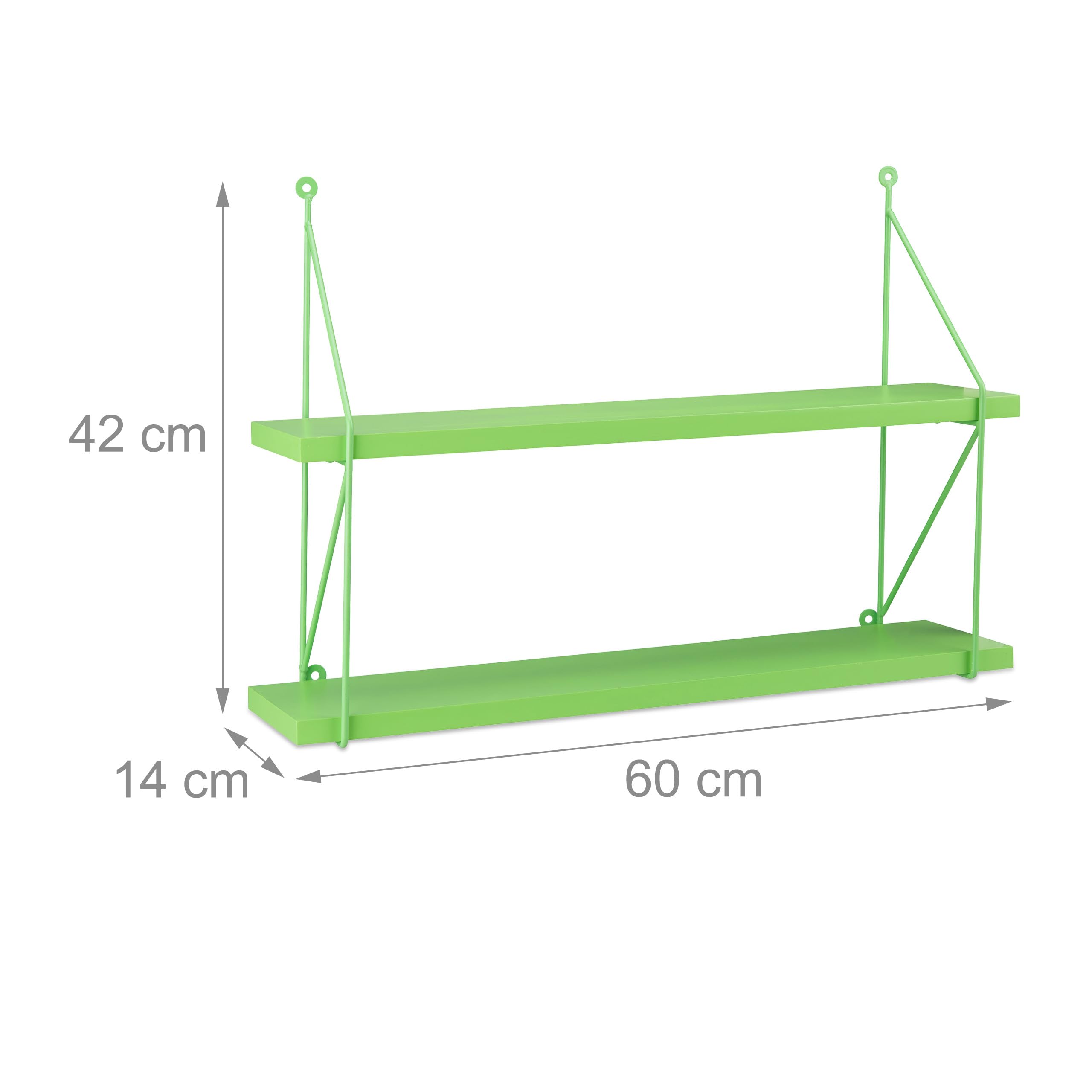 relaxdays-h-ngeregal-wand-2-ebenen-42-x-60-x-16-cm-gr-n image 3