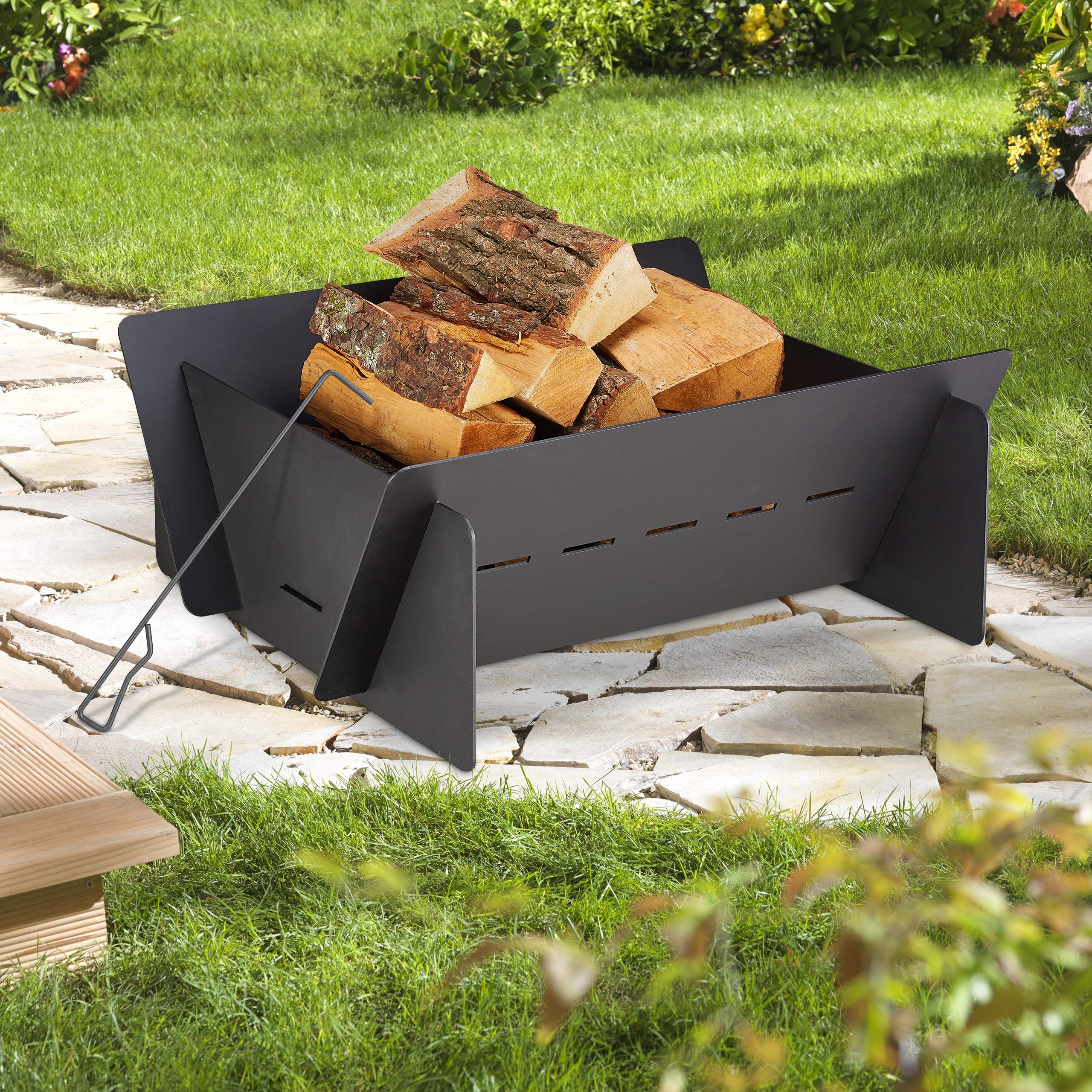 relaxdays-feuerschale-stahl-schwarz-74x66-cm-mit-sch-rhaken image 2