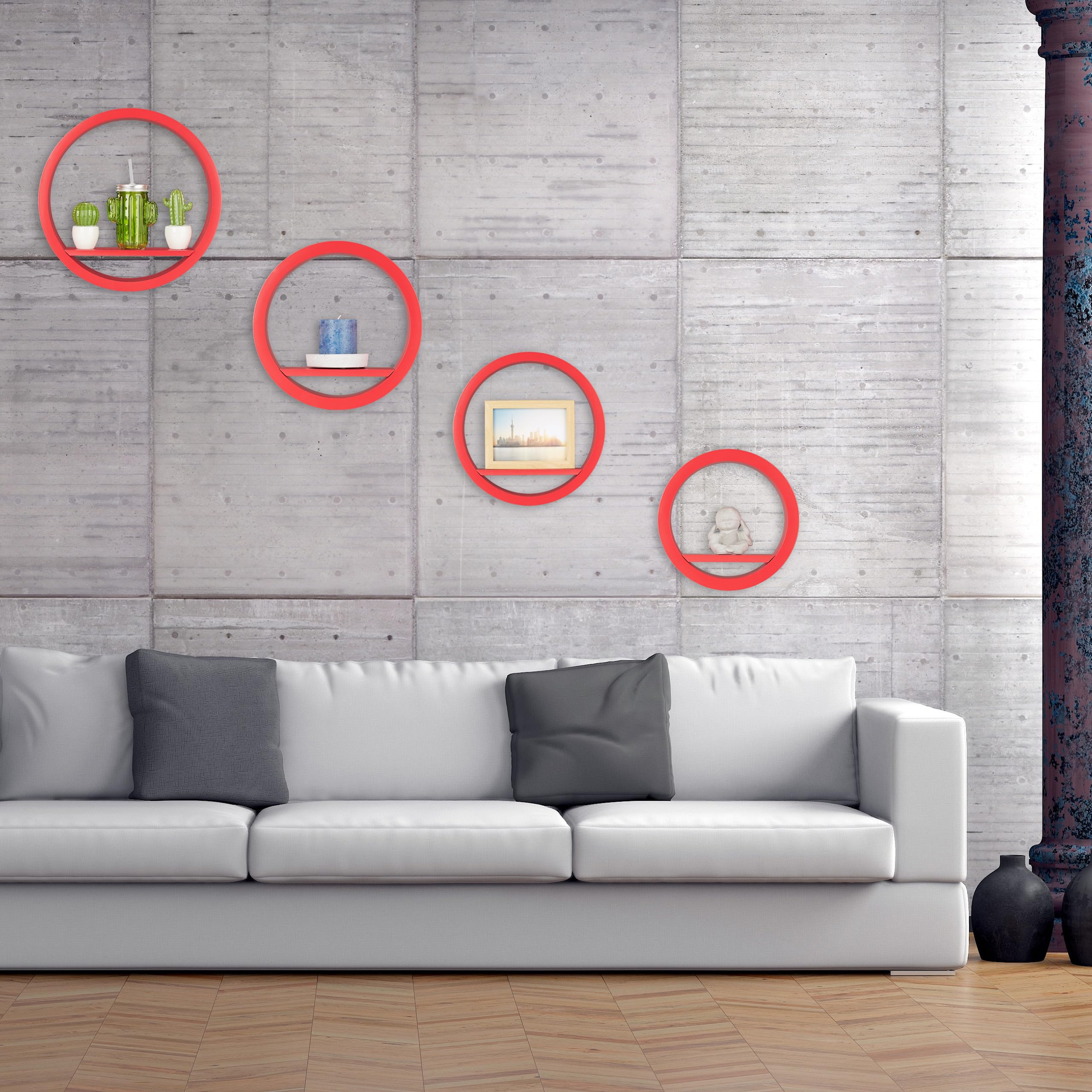 relaxdays-wandregal-rund-4er-set-mdf-rot image 4