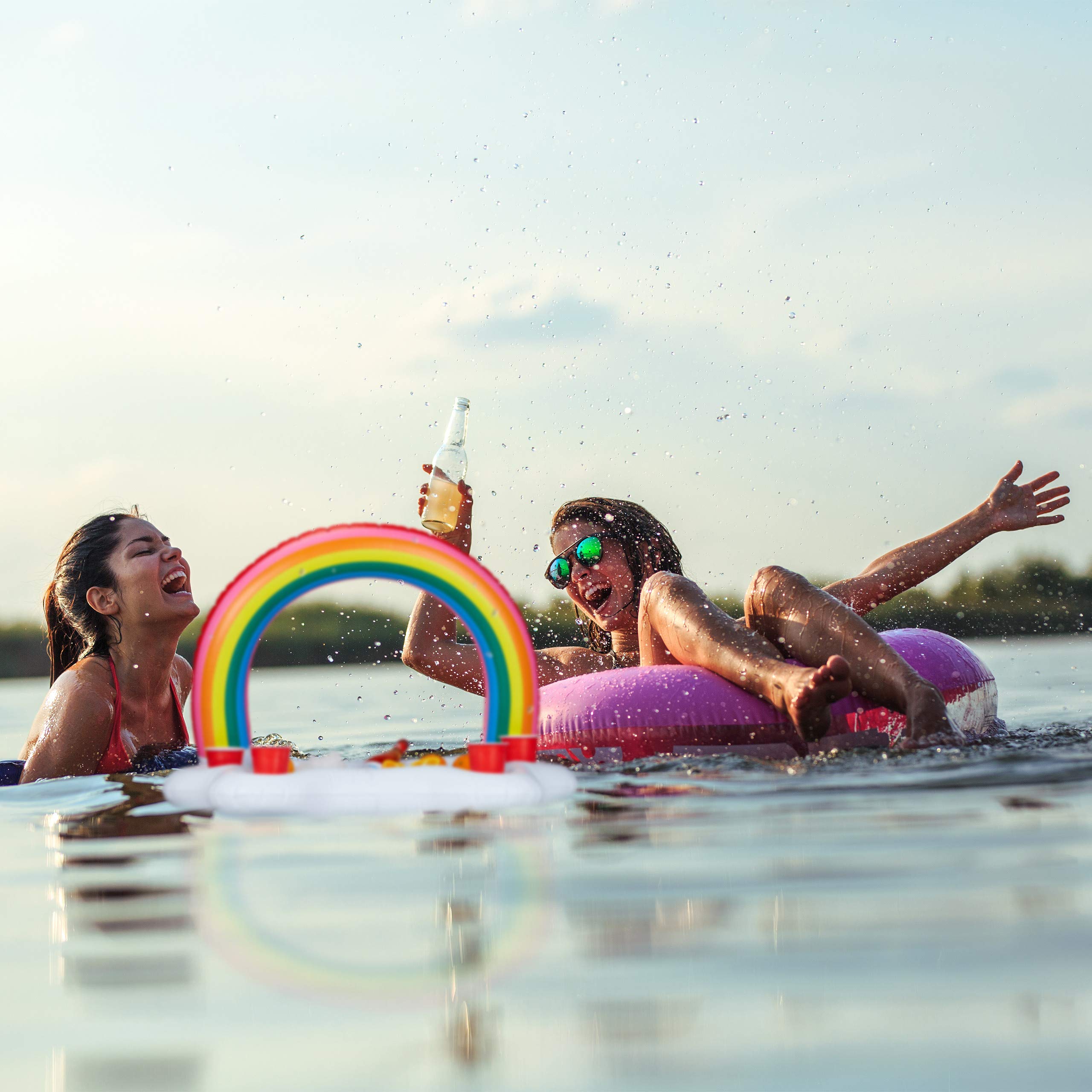 relaxdays-pool-getr-nkehalter-regenbogenwolke-aufblasbar-mit-4-bierhaltern-66-cm image 3