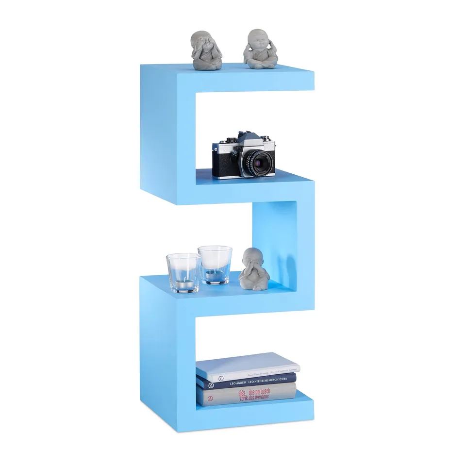 relaxdays-retro-standregal-zickzack-b-cherregal-75x30x30-cm-blau image 1