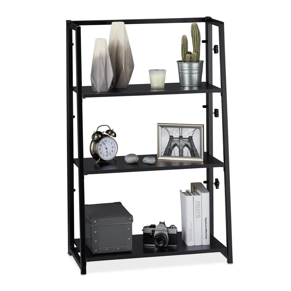relaxdays-klappregal-standregal-3-ablagen-101x64x34-cm-eisen-holz-schwarz image 1