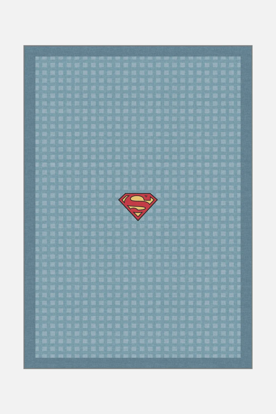 teppana-superman-gitter-blau-teppich-waschbarer-kinder-teppich-blau image 1