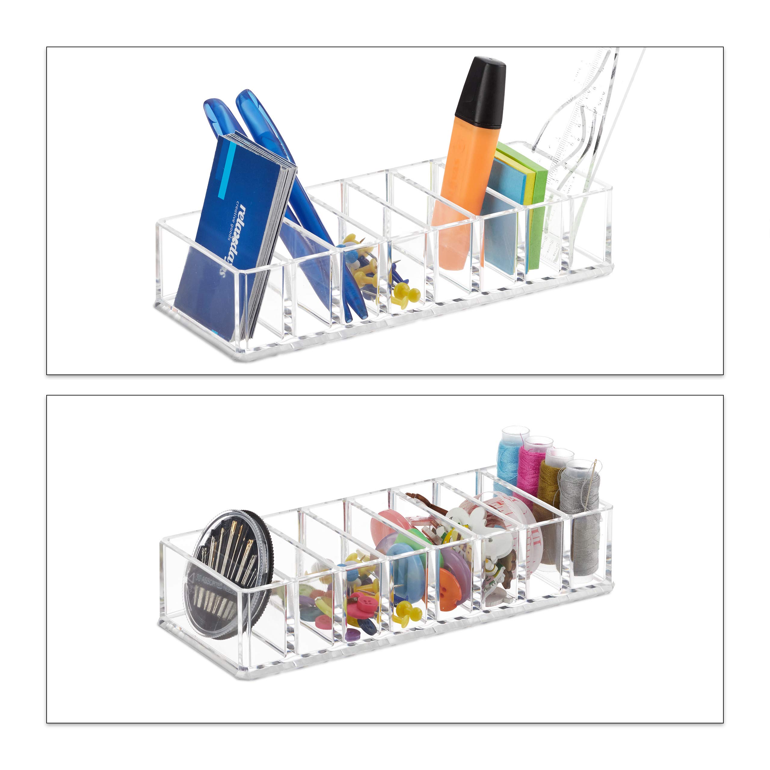 relaxdays-make-up-organizer-transparent-mit-8-f-chern-flach-4-5-x-22-x-8-5-cm image 3