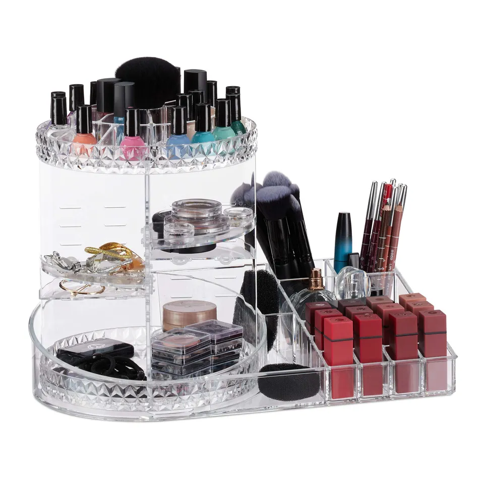 relaxdays-make-up-organizer-360-drehbar-transparent image 1