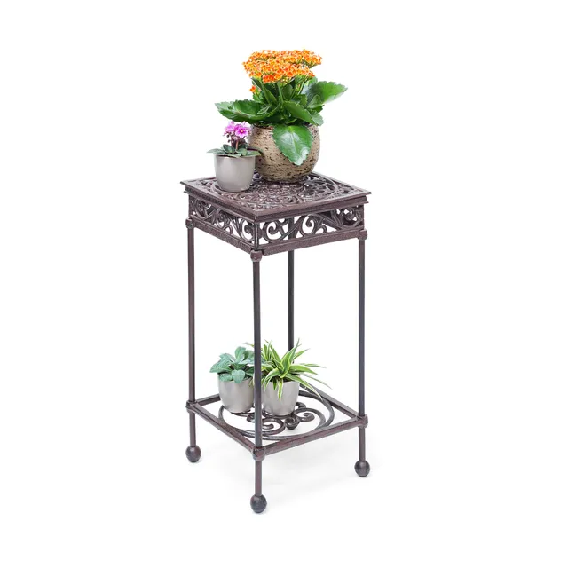 relaxdays-blumenhocker-quadratisch-gr-e-m-aus-gusseisen-blumenst-nder-bronze image 1