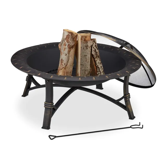 relaxdays-feuerschale-xxl-mit-funkenschutz-52-x-90-cm-schwarz image 1