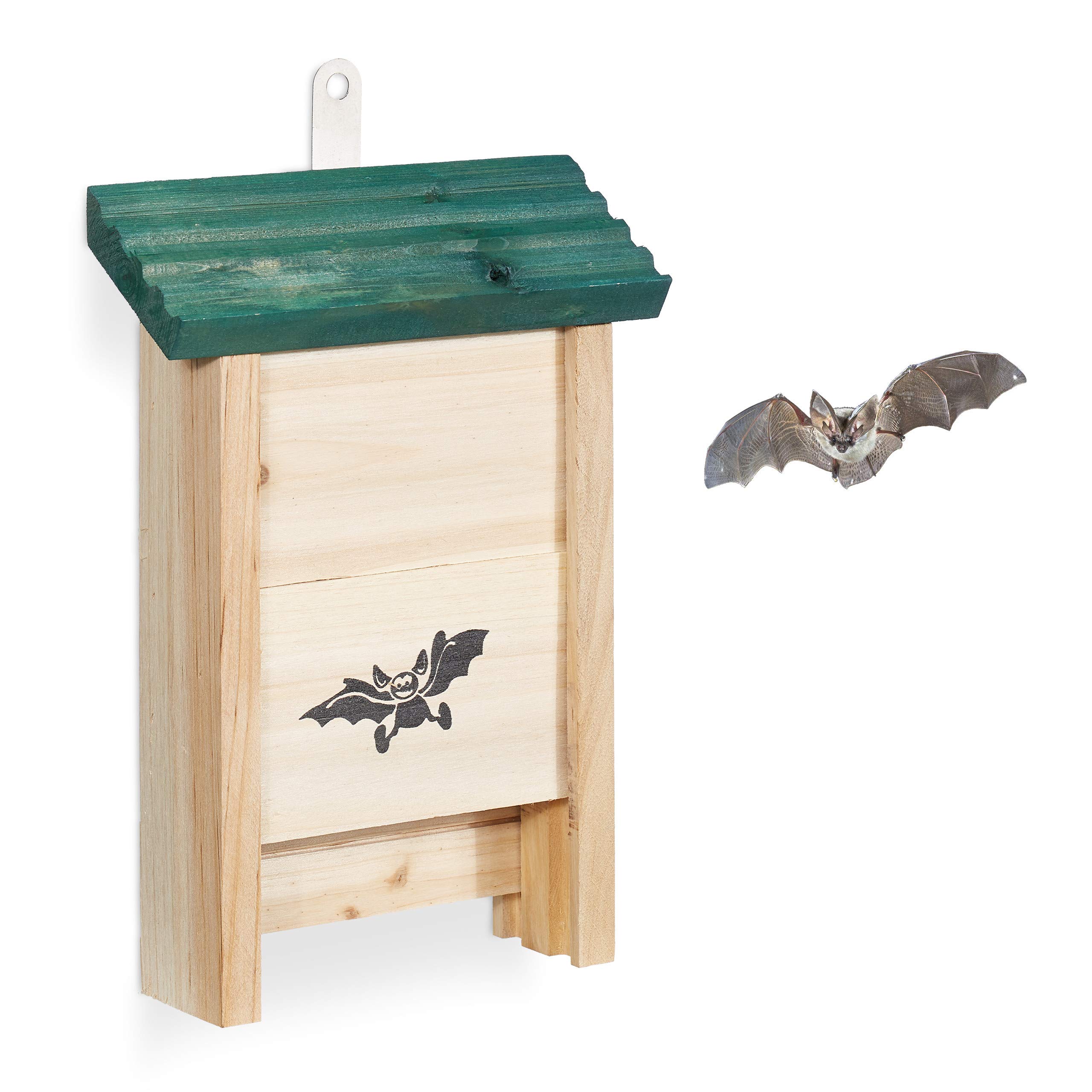 relaxdays-fledermauskasten-holz-natur-gr-n-unterschlupf-25-5-x-18-x-6-cm image 1