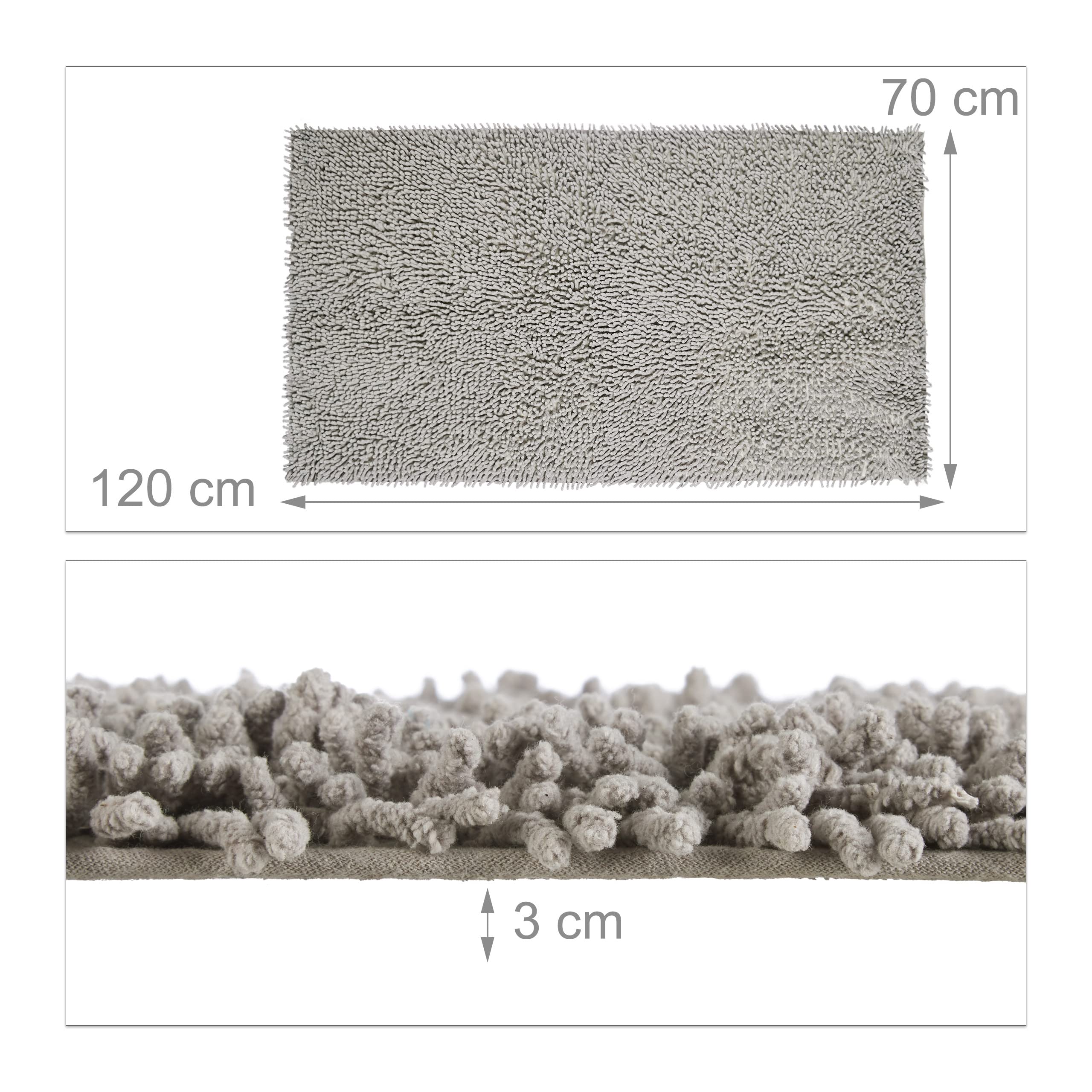 relaxdays-shaggy-badematte-hochflor-teppich-120-x-70-cm-grau image 3