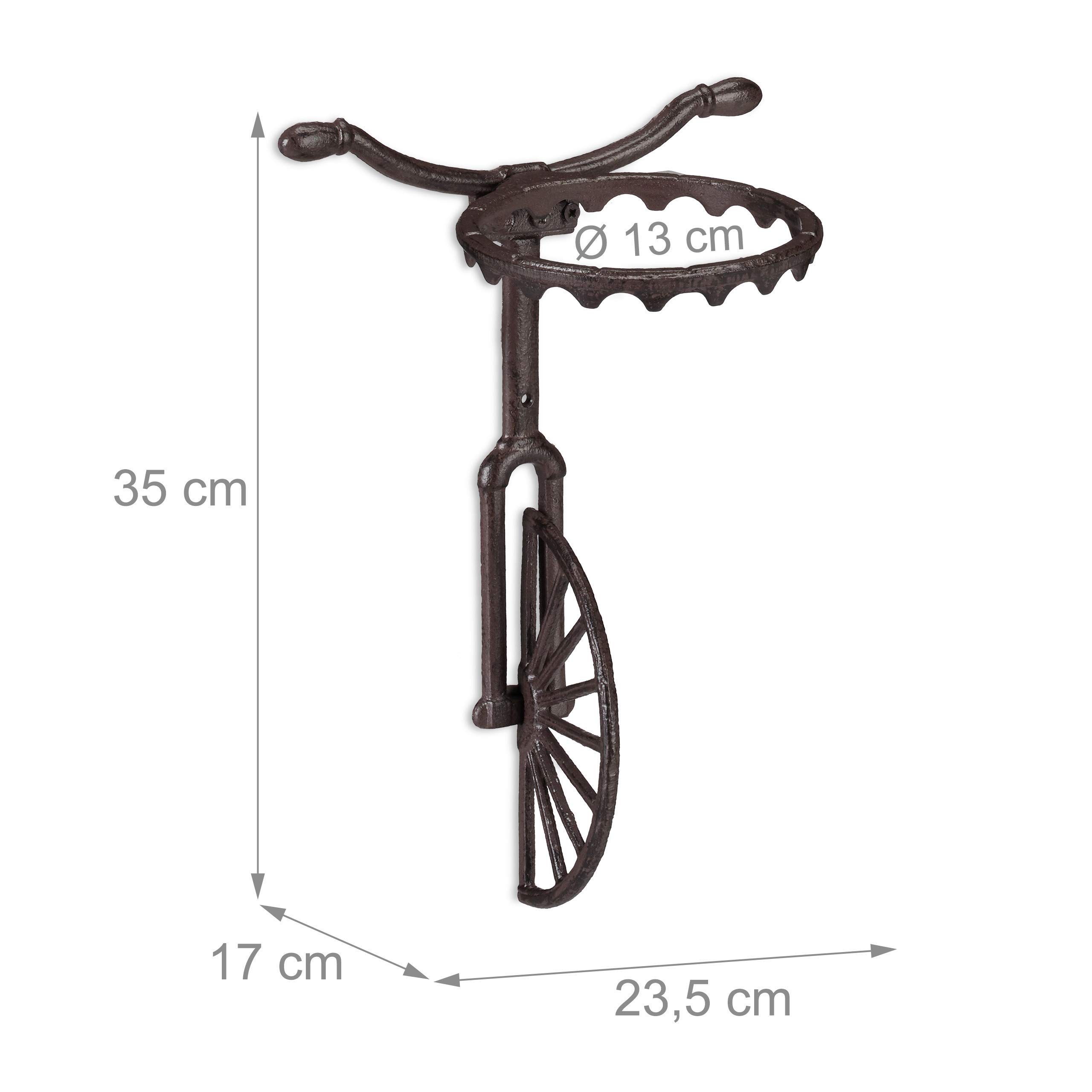 relaxdays-wand-blumenhalter-einrad-gusseisen-13-cm-dunkelbraun image 4