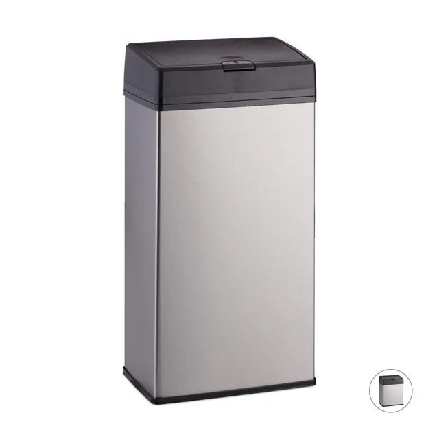 relaxdays-kosmetikeimer-edelstahl-6-liter-m-lleimer-push-funktion-silber-rechtec image 1