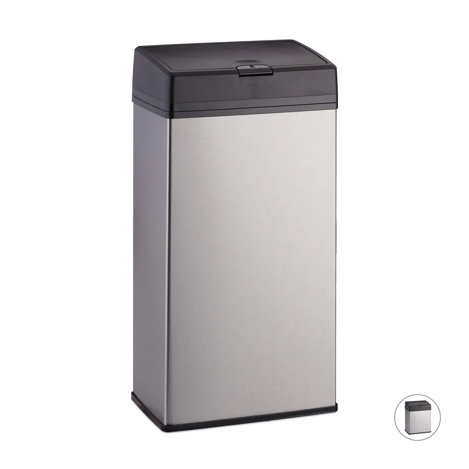 relaxdays-kosmetikeimer-edelstahl-6-liter-m-lleimer-push-funktion-silber-rechtec image 1