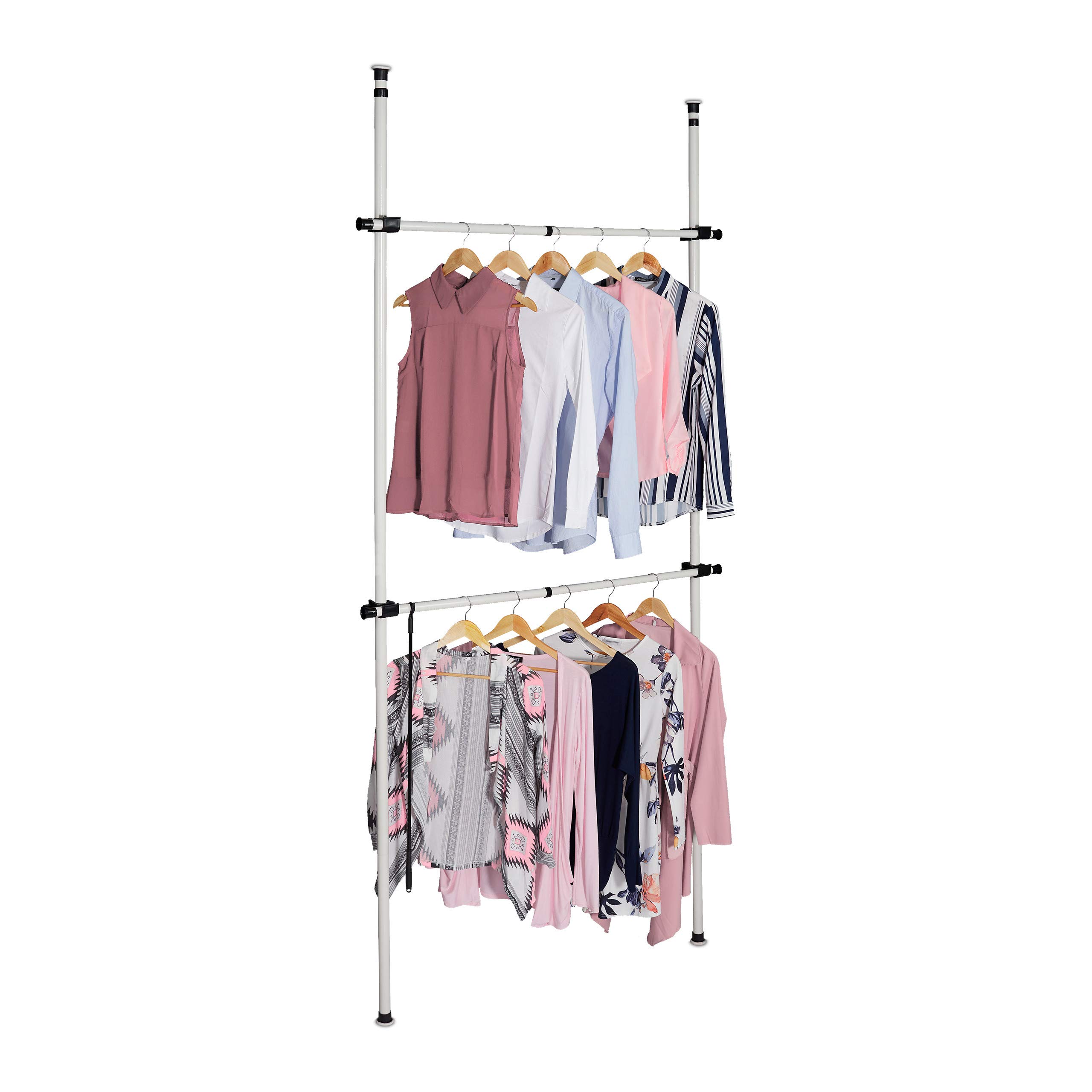 relaxdays-offener-kleiderschrank-teleskop-garderobe-wei-mit-2-kleiderstangen-b-g image 1