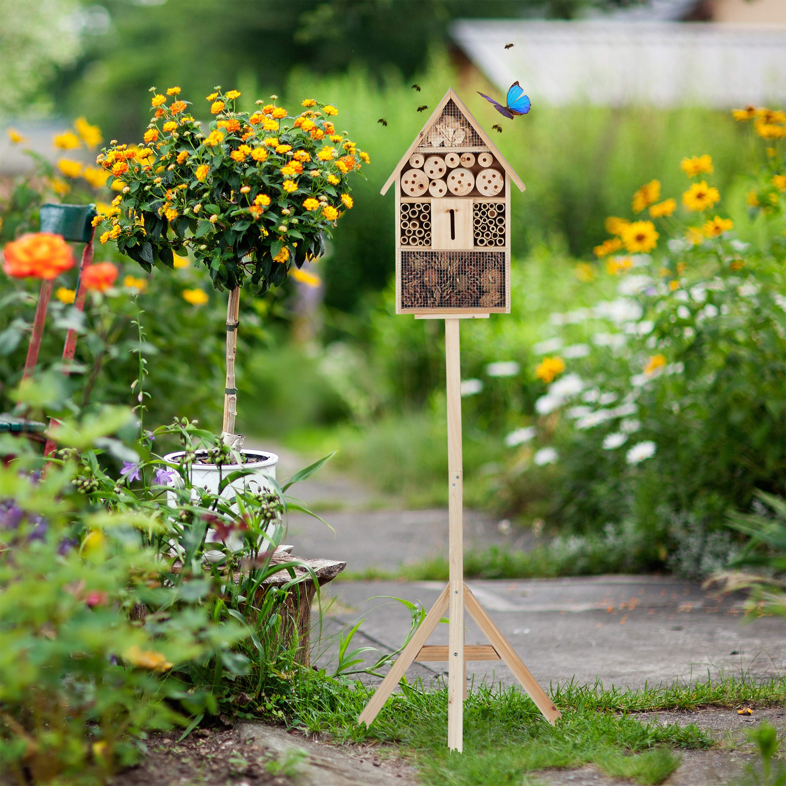 relaxdays-insektenhotel-haus-auf-st-nder-holz-natur-140x47x47-cm image 2