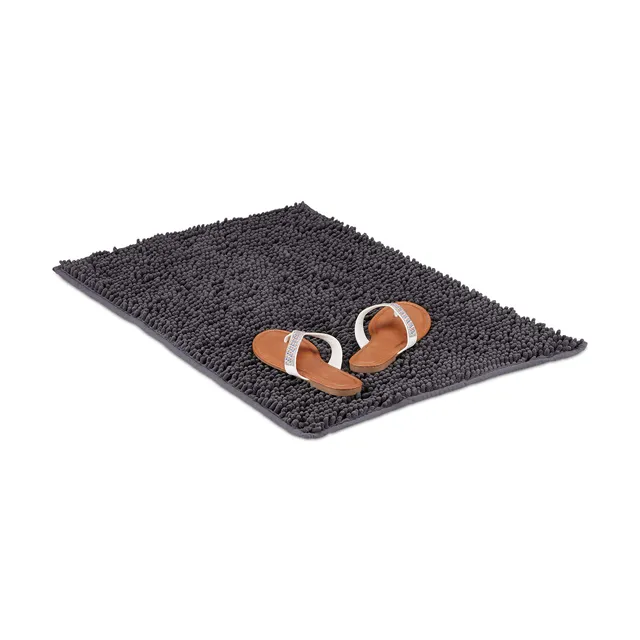 relaxdays-badteppich-mikrofaser-shaggy-50-x-80-cm-grau-antirutsch image 1