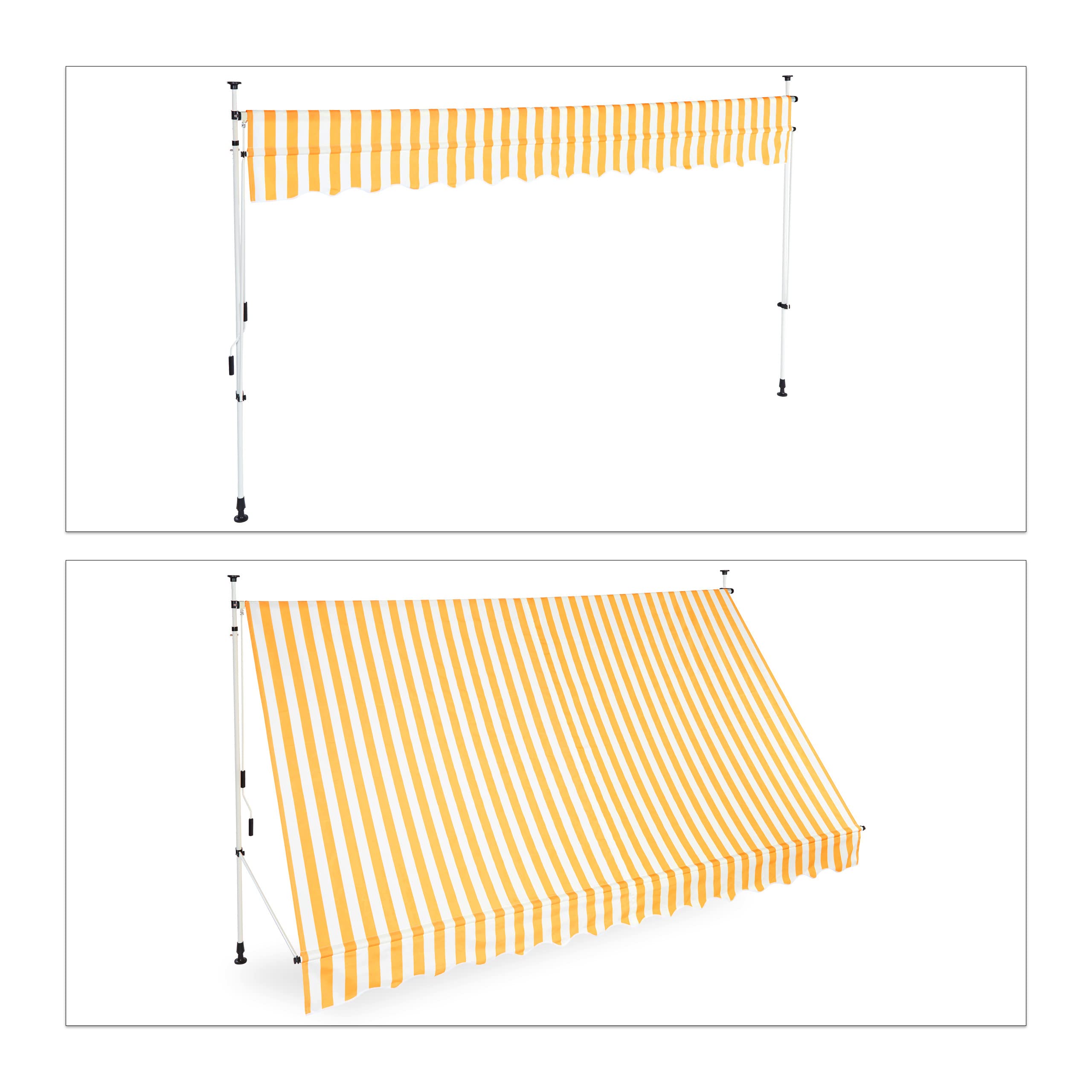 relaxdays-klemmmarkise-350-cm-gelb-gestreift-sonnenschutz-ohne-bohren image 5