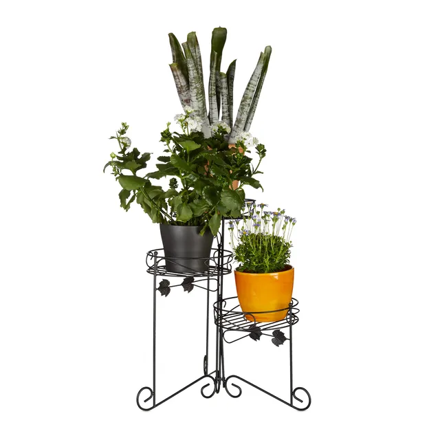 relaxdays-blumenst-nder-metall-3-ablagen-schwarz-50-cm image 1