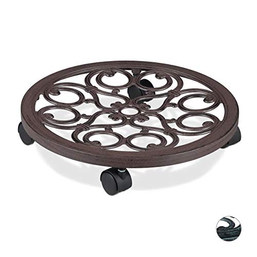 relaxdays-pflanzenroller-rund-metall-38-cm-braun-antik image 8