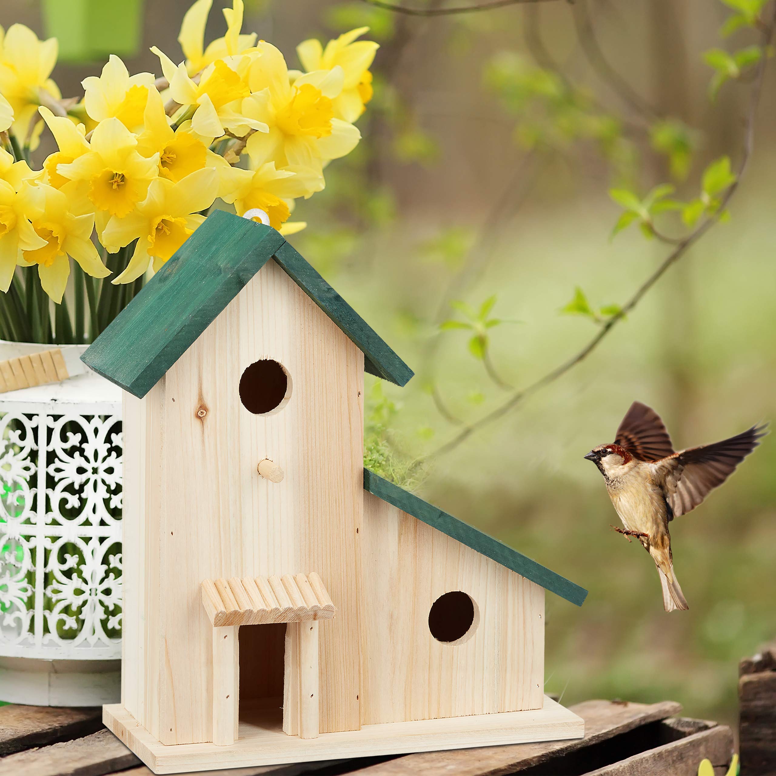 relaxdays-vogelvilla-aus-holz-nisthilfe-und-futterhaus-gr-n-30-5-x-26-x-12-cm image 2